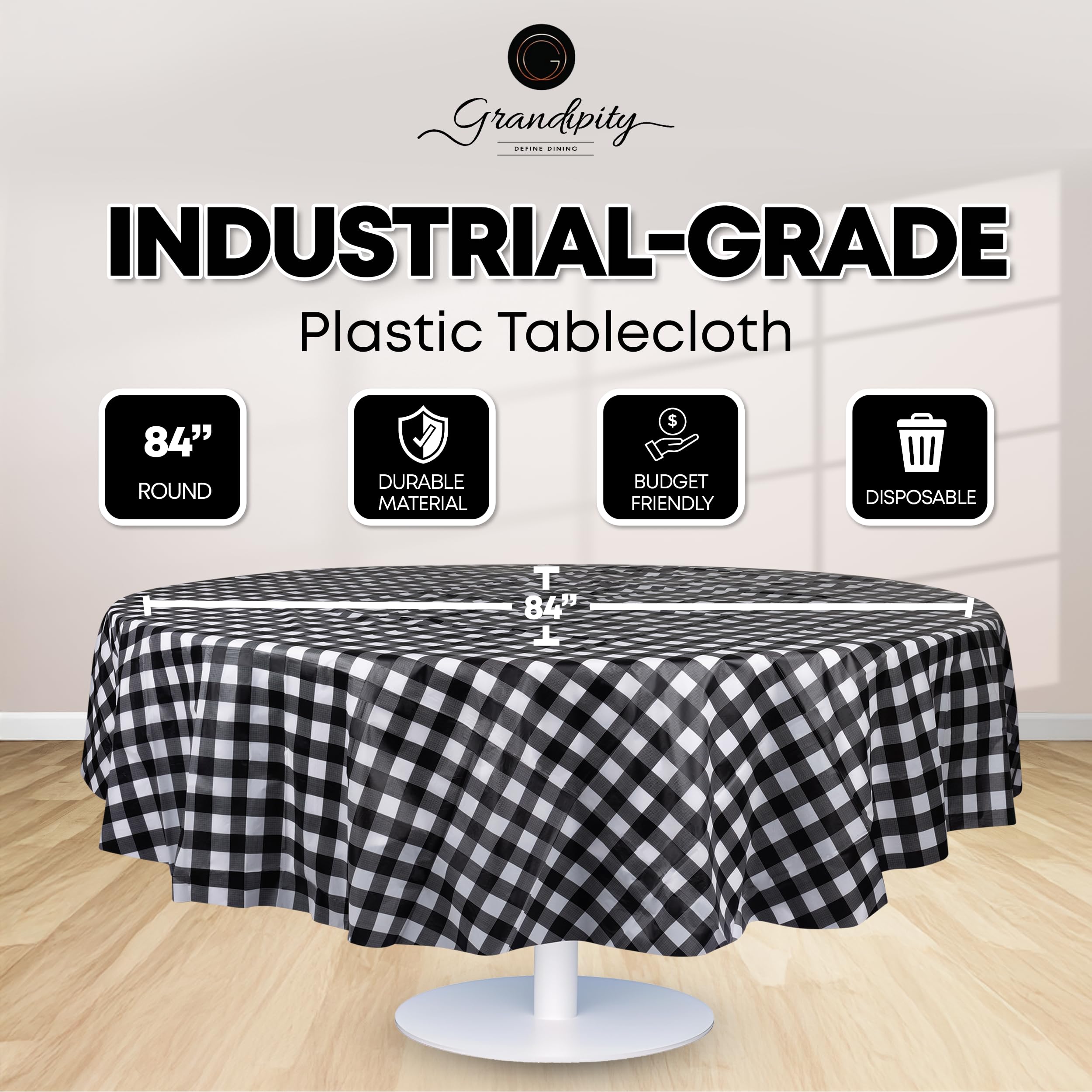 Amazon｜Grandipity プレミアム使い捨てプラスチックテーブルクロス 84