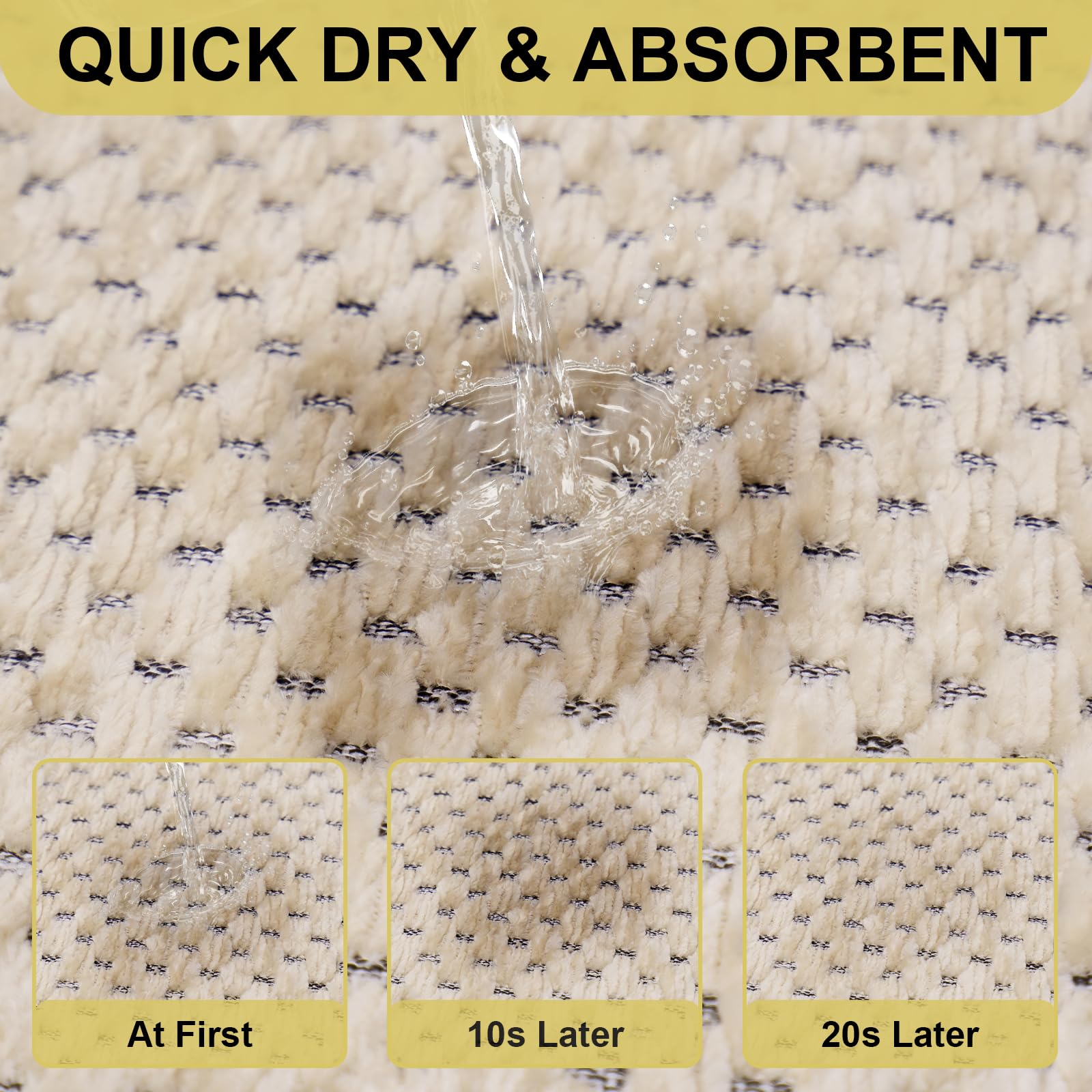 Teppich Läufer Küche 70x240cm, Chenille Küchenläufer rutschfest mit Gummi, Küchenteppich Waschbar rutschfest, Küchenmatte Saugfähig, Waschbare Teppiche für Flur, Küchen, Waschküche, Beige