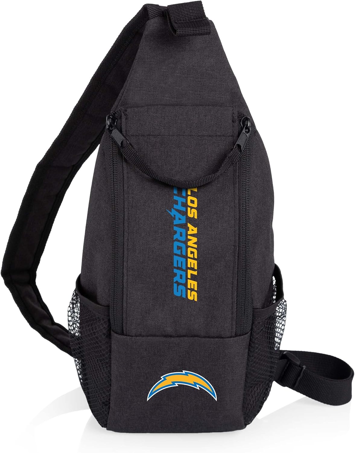 Picnic TIME Los Angeles Chargers Strider Crossbody Cooler Sling Bag, Insulated 3 Can Capacity Tactical Shoulder Pack, Anti-Theft Water Resistant Black Travel Chest Bag & Small Outdoor Daypack (Black)