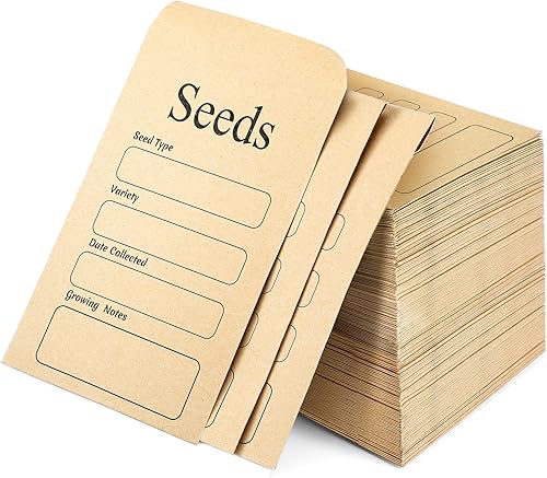 Miniatura 1 de 200 sobres de semillas resellables autosellantes paquetes de semillas de 315 x 472 pulgadas con plantilla de recolección de semillas preimpresa para