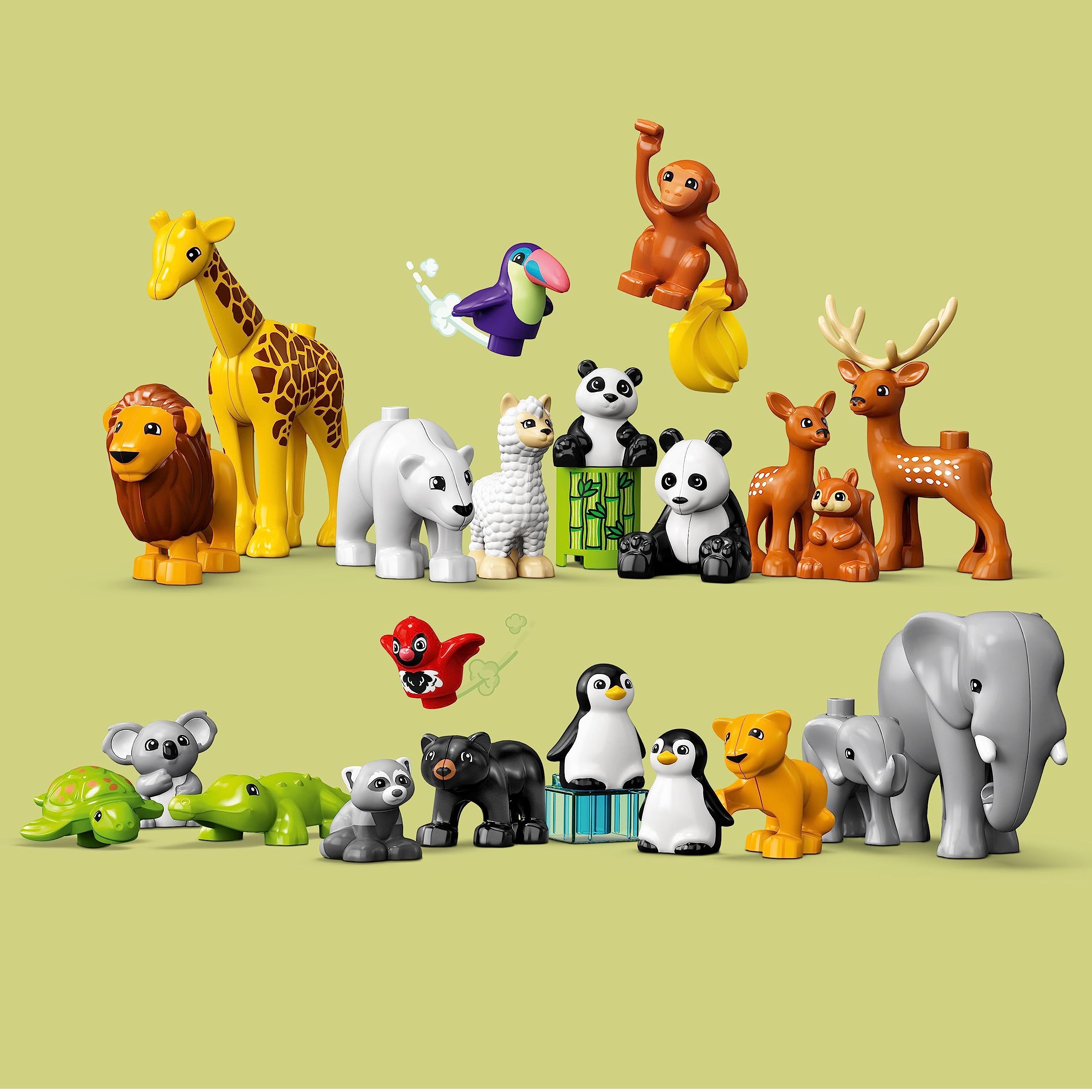 LEGO DUPLO Dzikie Zwierzęta Świata, Zabawka dla Dziecka z 22 Figurkami Zwierząt, Dźwiękami i Matą do Zabawy, Edukacyjny Zestaw dla Dzieci w Wieku 2-5 Lat, Pomysł na Prezent, 10975
