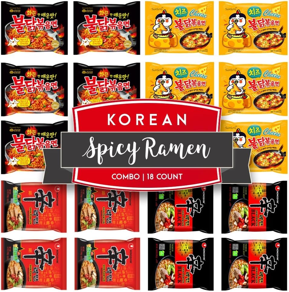 Samyang Hot chicken stir fried ramen noodle (18 Variety Pack)