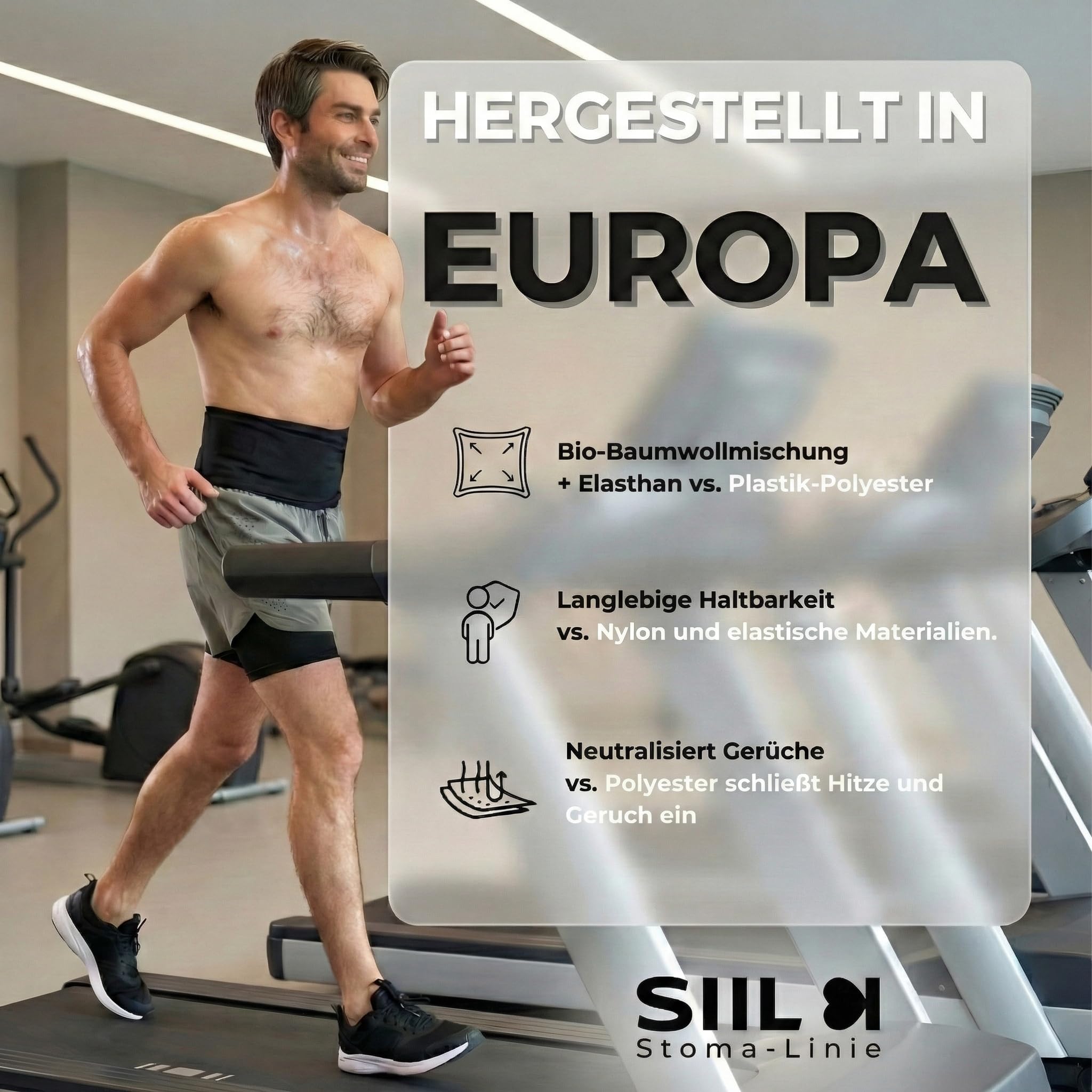 SIIL Stoma Gürtel Schwarz Ostomy Belt | Ostomie Support Gürtel | Sport & Schwimmen | Ostomiebeutelhülle | Innentasche für Stomabeutel