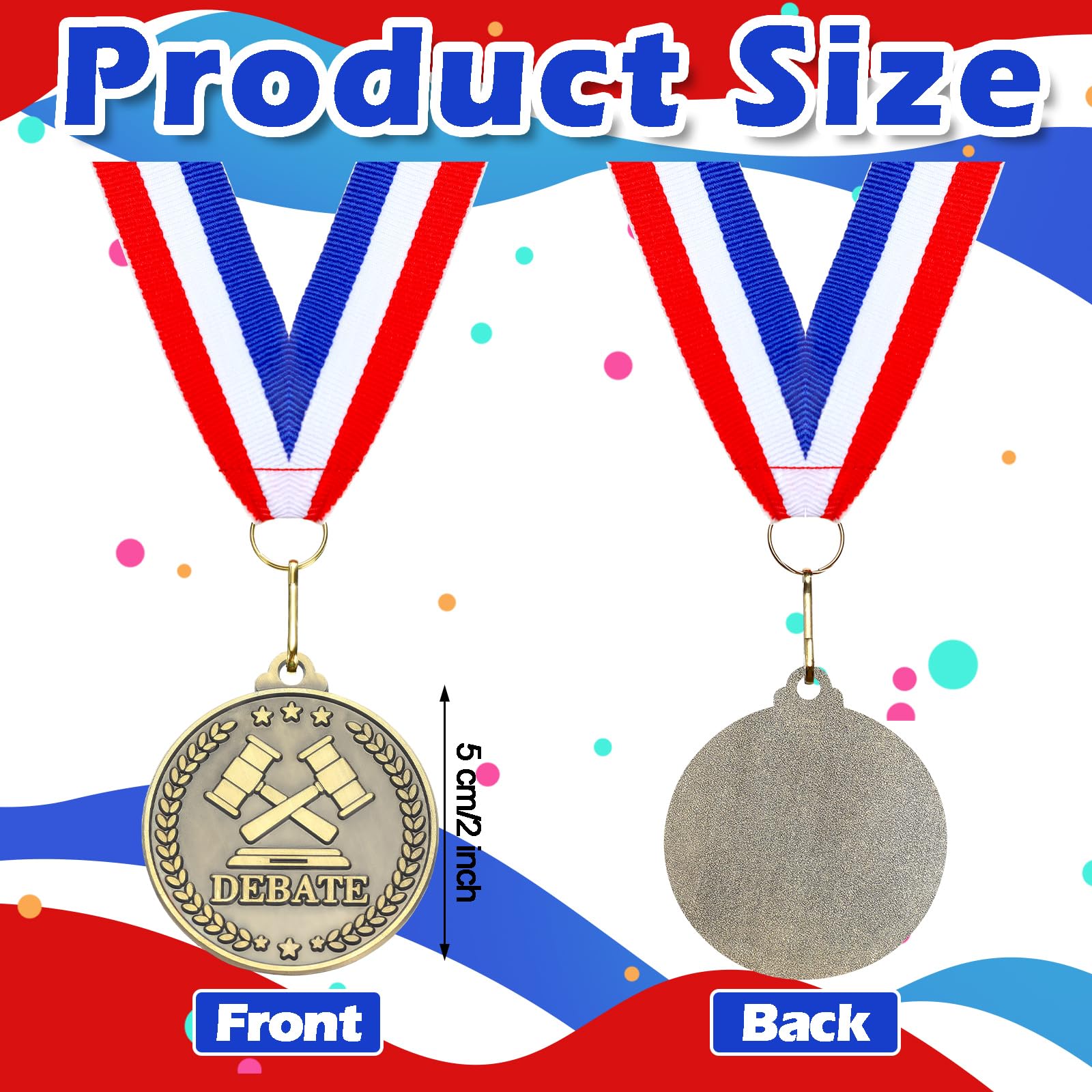 Quelay 30 medallas de premio de 2 pulgadas, medallas de oro a granel con cintas para el cuello, trofeo de metal, regalo para torneos, competiciones, fiestas, niños y adultos (debate)