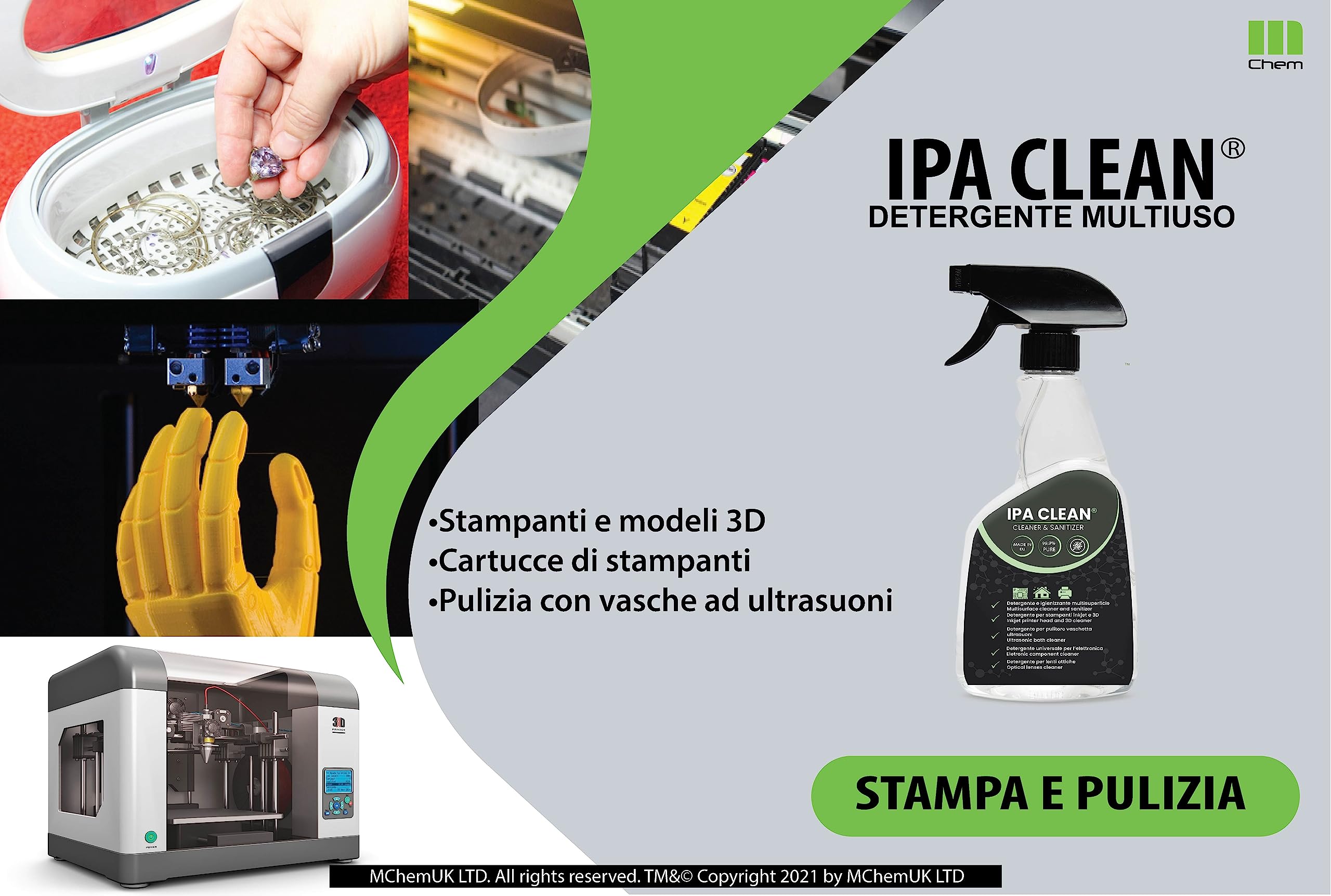 Alcool Isopropilico 99,9% 500ml con Spruzzino - Detergente per Elettronica, Casa, Ufficio, Sgrassatore Universale