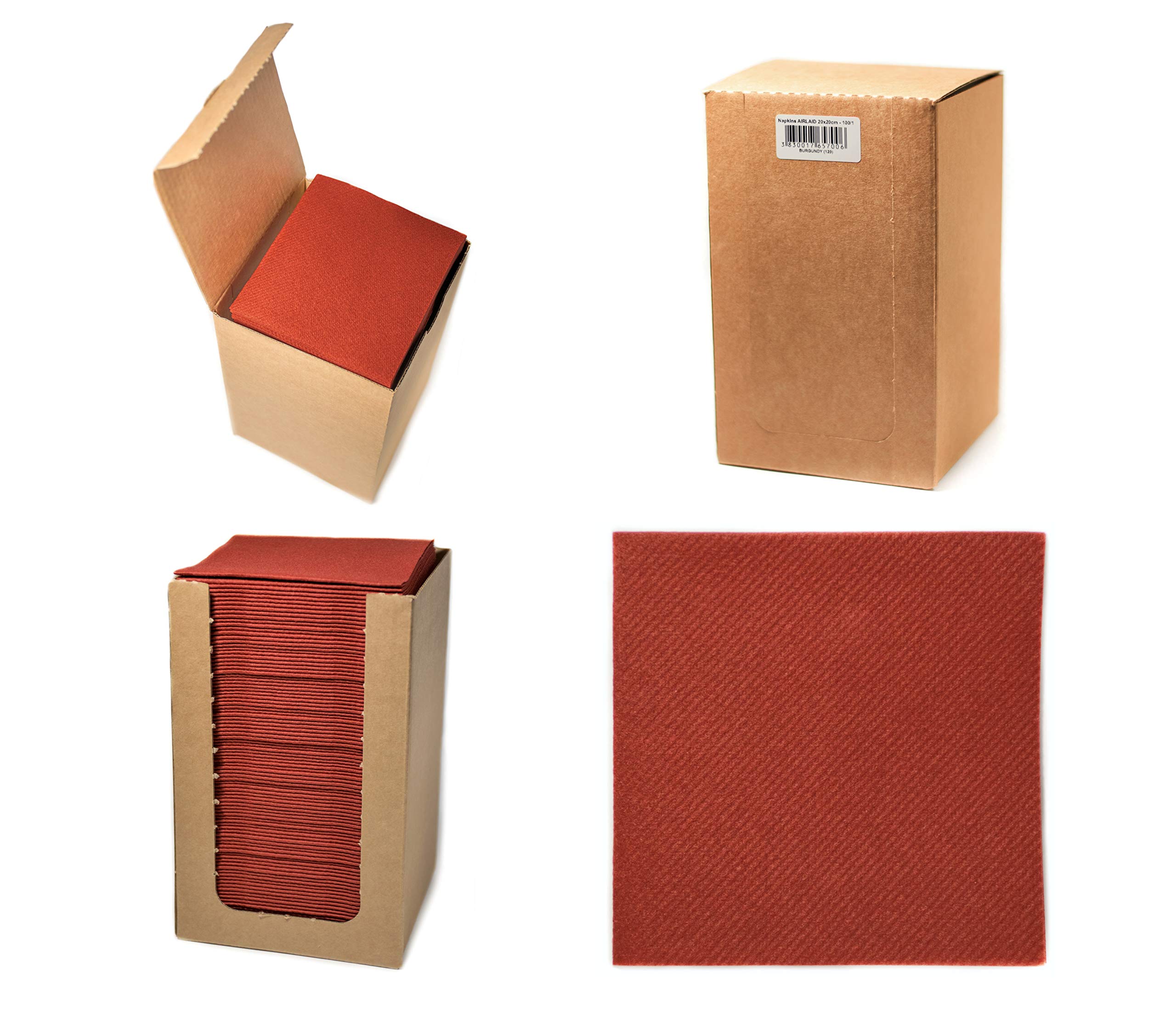 Alvotex Airlaid Cocktail Napkins 20 x 20 cm 100/1 Burgundy (120)