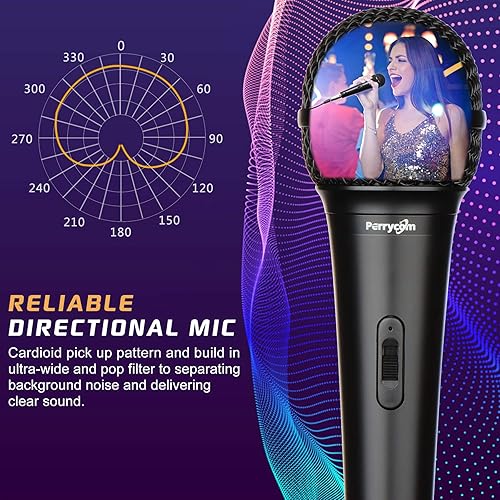Miniatura 4 de Micrófono de karaoke para cantar, micrófono dinámico Perrycom con interruptor de encendido y apagado, clip de micrófono de mano, micrófono XLR -