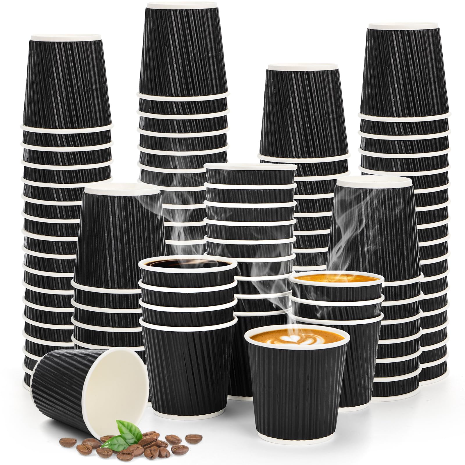 Nicunom 250 Pcs Disposable Espresso Cups, 4 oz/120 ml Premium Insulated Paper Espresso Cup Corrugated Disposable Coffee Cups Small Ripple Wall Hot Cup for Hot Beverage or Cold Drinks
