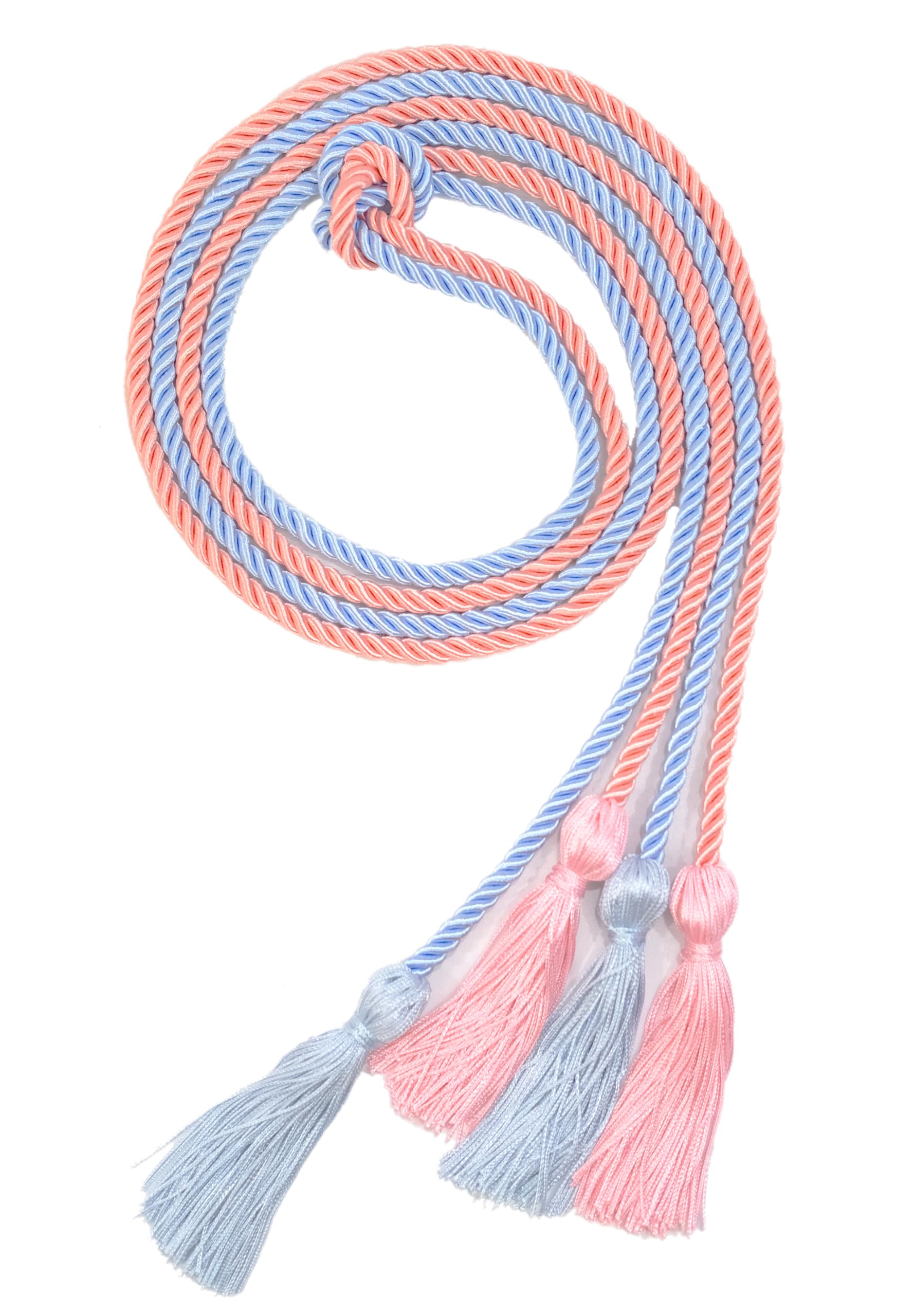 Double Graduation Honor Cords - Sky Blue and Pink,68" Long