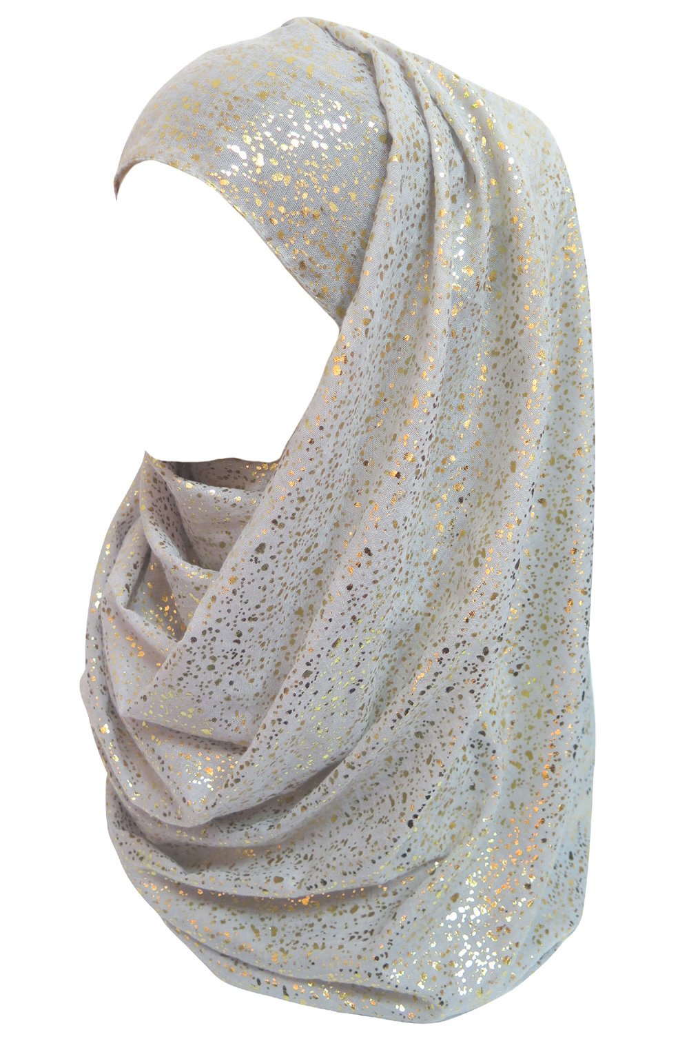 Lina & Lily Sparkle Gold Glitter Foil Hijab Head Scarf for Women (Silver)