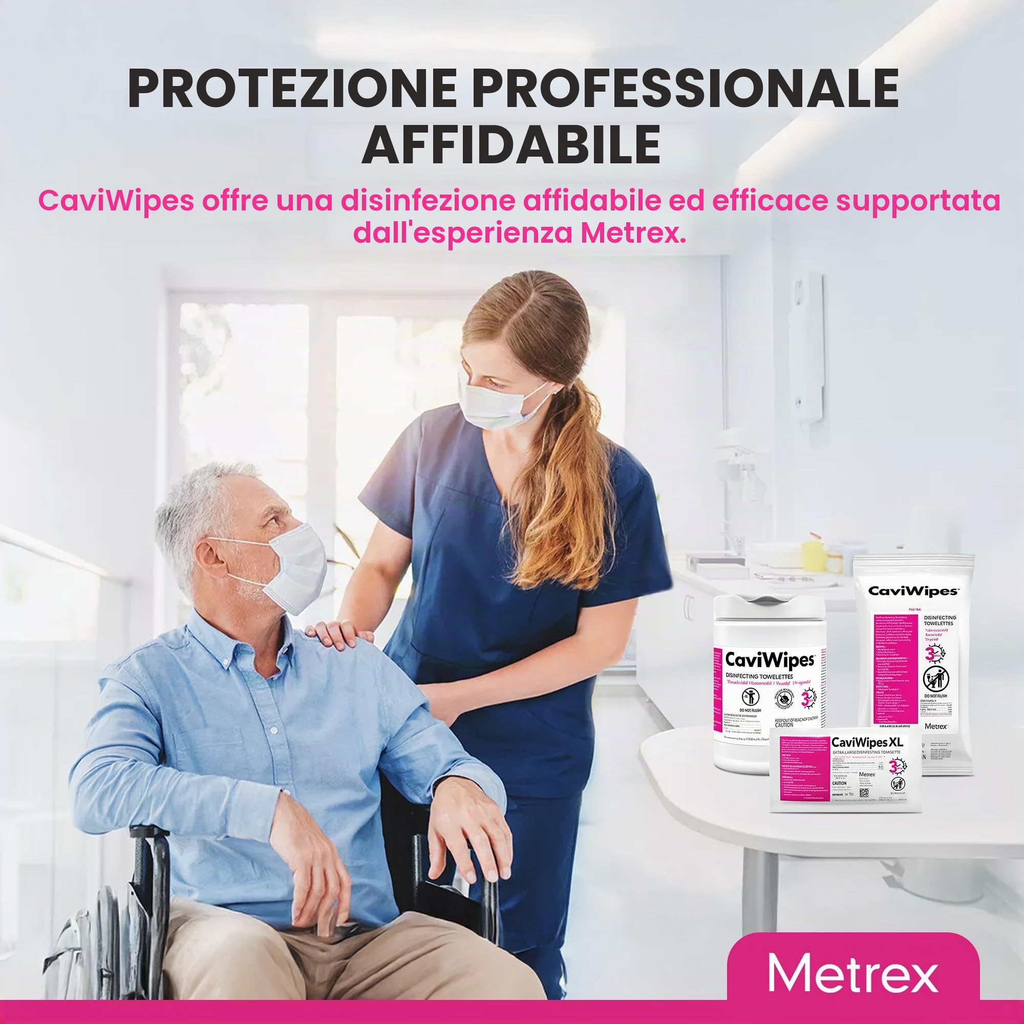Caviwipes Metrex Disinfecting Towelettes bidone salviette, 160 pezzi