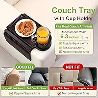 Vista 2 de Bandeja Portavasos para Sofá - Mesa de Brazo de Sofá 3 en 1 con Soporte Giratorio de 360° para Teléfono, Bandeja de Brazo de Sofá Plegable para Mesa
