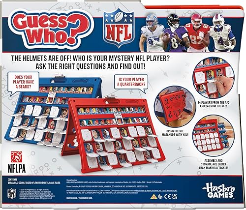 Miniatura 2 de Guess Who NFL Edition Juego de mesa  Juego oficial de la NFL para niños y familias  A partir de 6 años  2 jugadores  15 minutos  Juegos de fútbol