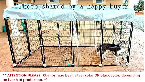 Miniatura 7 de Nueva Perrera modular para perros, panel de acero soldado resistente, cubierta para mascotas, 5 pies de ancho x 10 pies de largo x 5.5 pies de alto