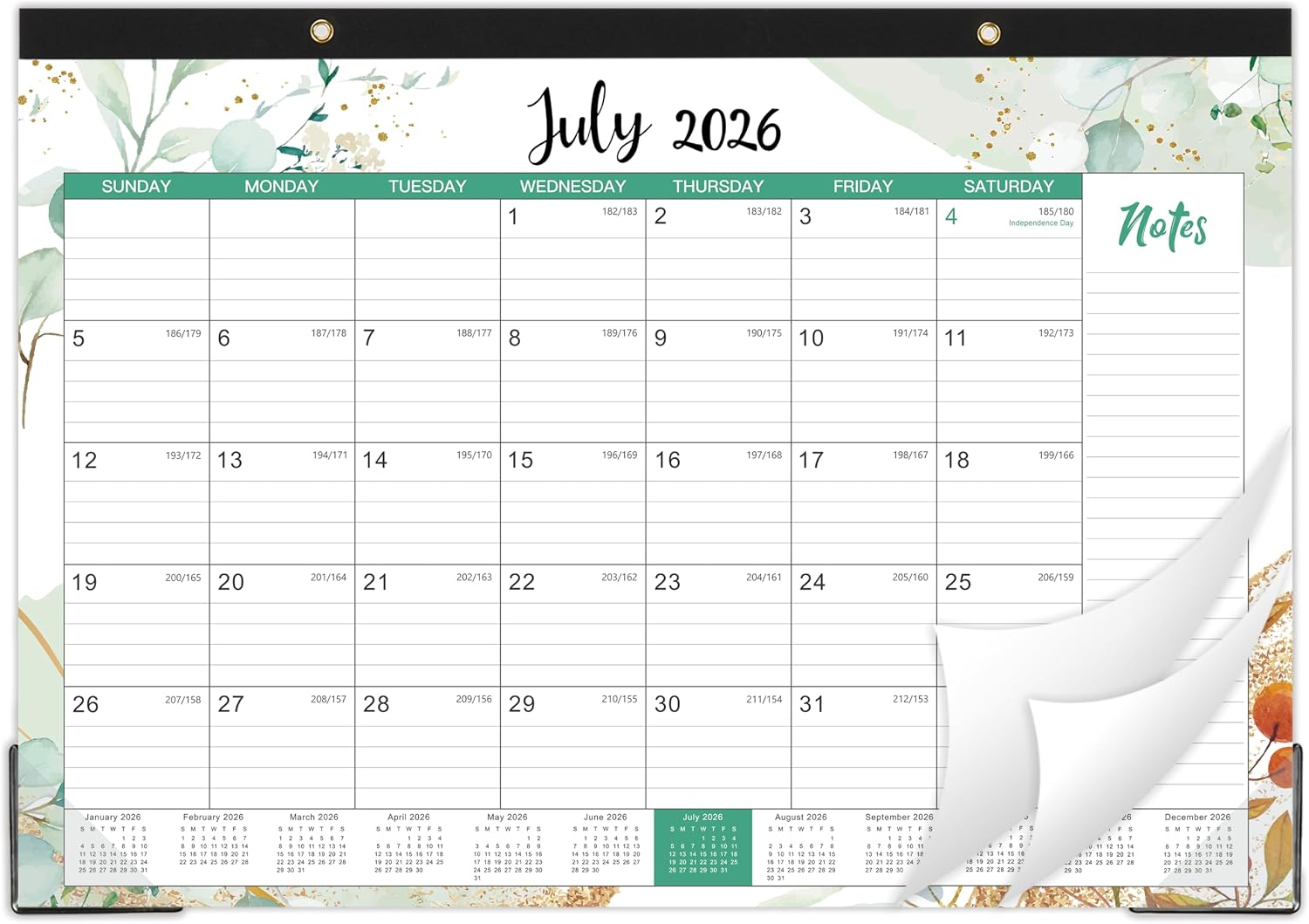 2026-2027 Desk Calendar - Desk Calendar 2026-2027 from Jan.2026 -Jun.2027, 12" x 17", 18 Monthly Calendars with Protector Corner, Large Blocks