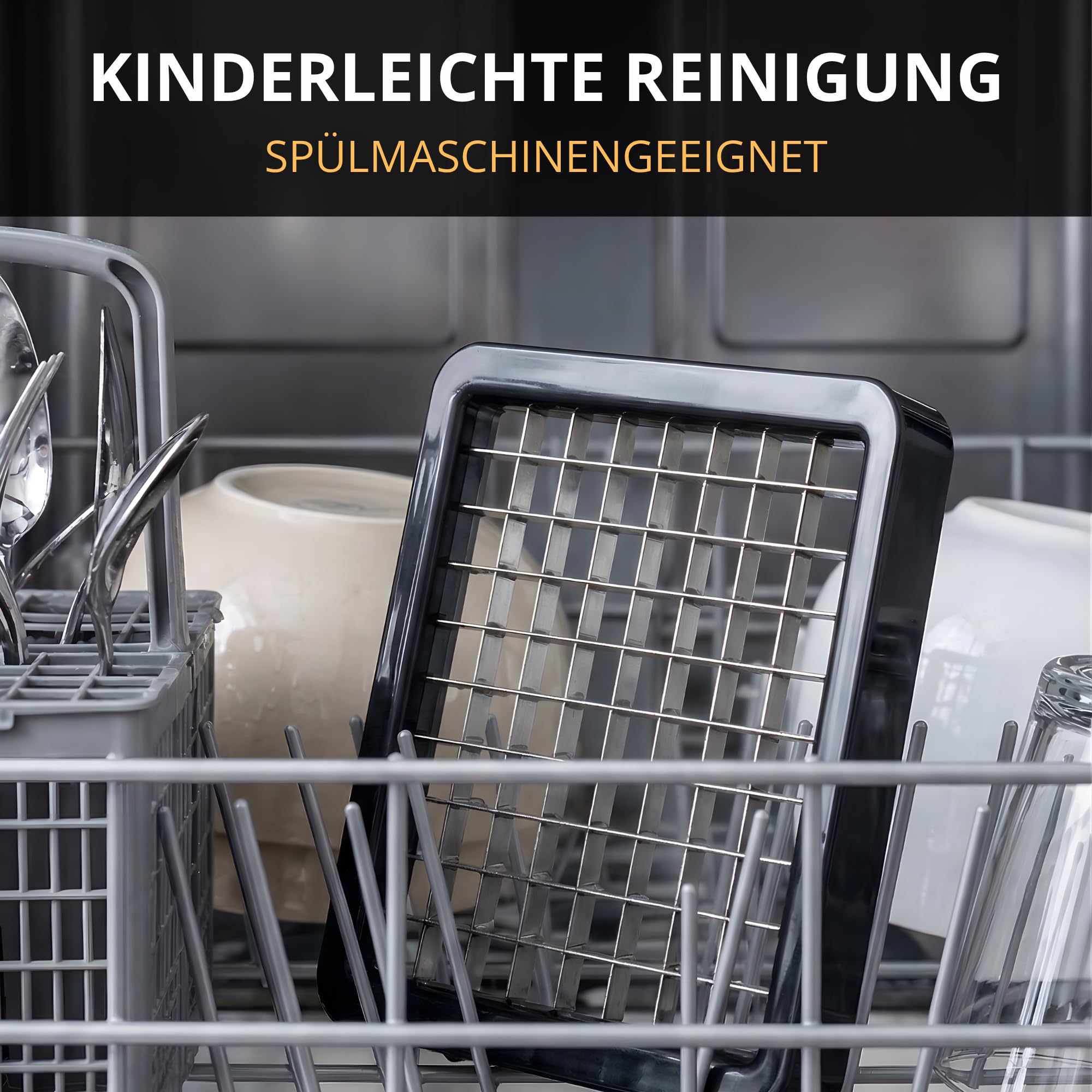 Thiru Premium Pommesschneider mit starker Schneidkraft - Note "sehr gut" - 100 Tage testen - Kartoffelschneider & Gemüseschneider für Pommes, Süßkartoffeln & Obst - mit 2 Edelstahlklingen & Saugfuß