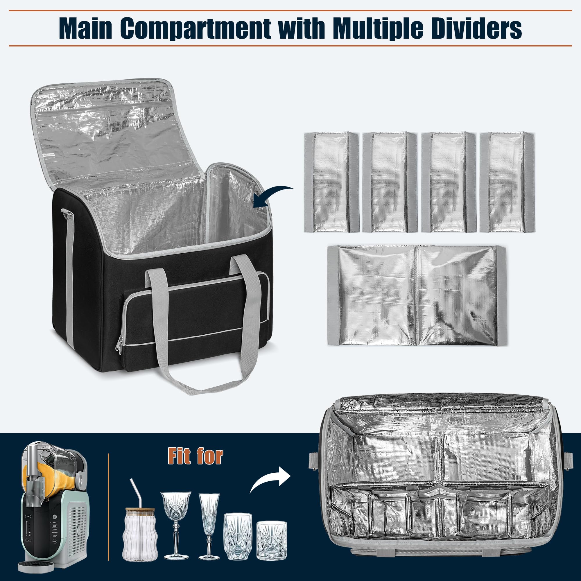 Yarwo Bolsa Transporte para Ninja Granizados con Divisores | Impermeable con Divisores Ajustables y Base Reforzada, Acolchado para FS301, FS300 y FS299, Transporte para Electrodomesticos