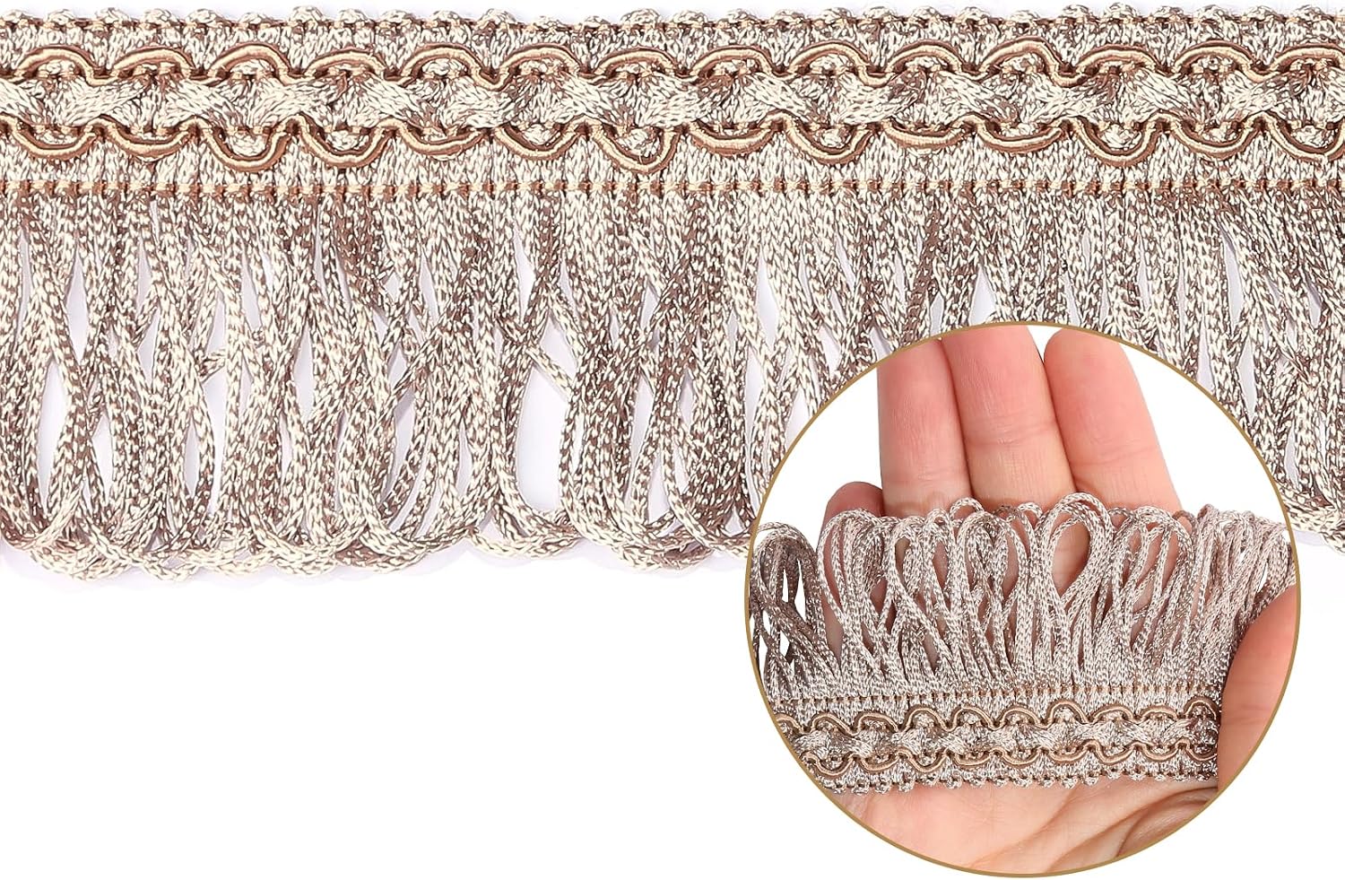 5 Yards Lace Fringe Tassel Trim 1.8 Inch Wide Fibre Trim for Sewing Quilting Clothes Accessories Lampshade Curtain Tablecloth Home Decoration