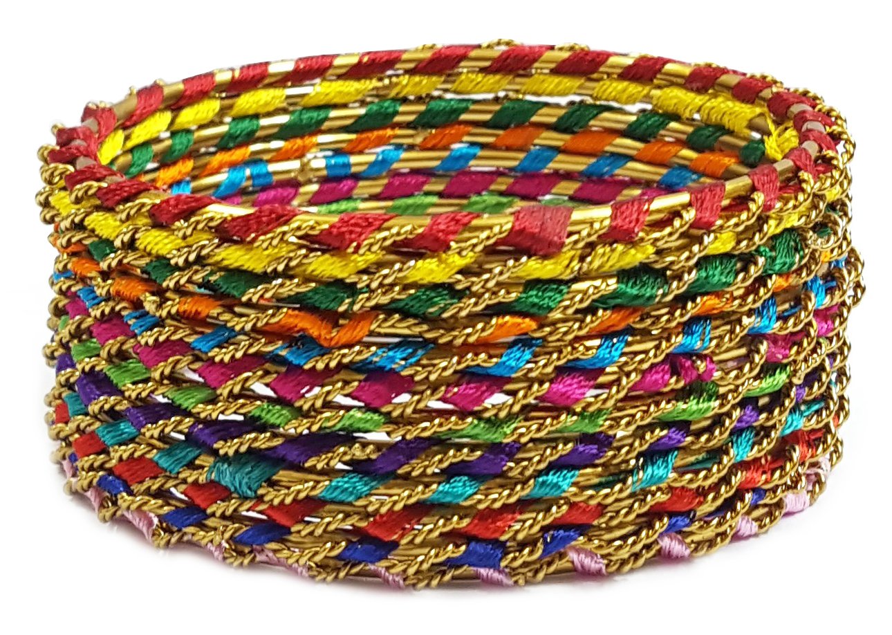YouBella Fashion Jewellery Traditional Thread Work Multi-Color Gold Plated Bracelet Bangle Set of 12 Bangles Jewellery for Girls and Women (B07D3QS4G3) Amazon Price History, Amazon Price Tracker