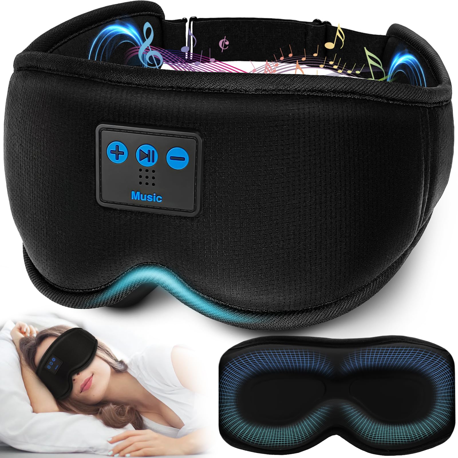 Sleep Headphones HILDCROA Sleep Mask with Bluetooth Headphones Sleeping Headphones for Side Sleeper Bluetooth Eye Mask for Sleeping