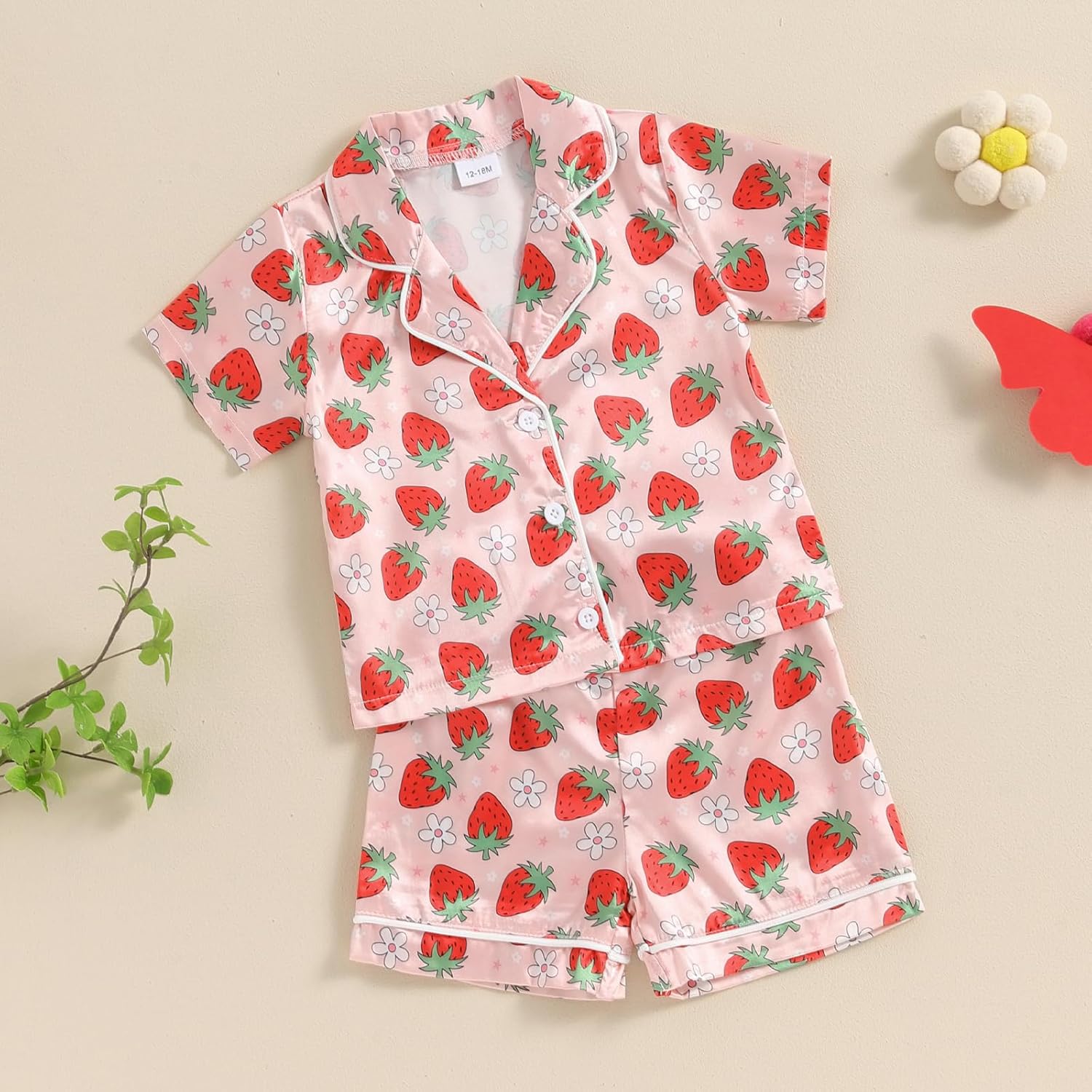 Toddler Baby Kids Satin Summer Pajamas Set Short Sleeve Button-Down Pajamas Top Pants 2Pcs Loungwear Sleepwear Pjs - Image 2