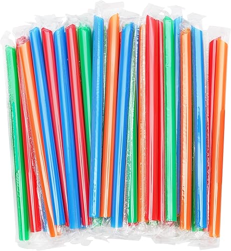 50 pajitas Boba envueltas individualmente, batido de plástico multicolor, batido gigante, pajitas grandes desechables de boca ancha