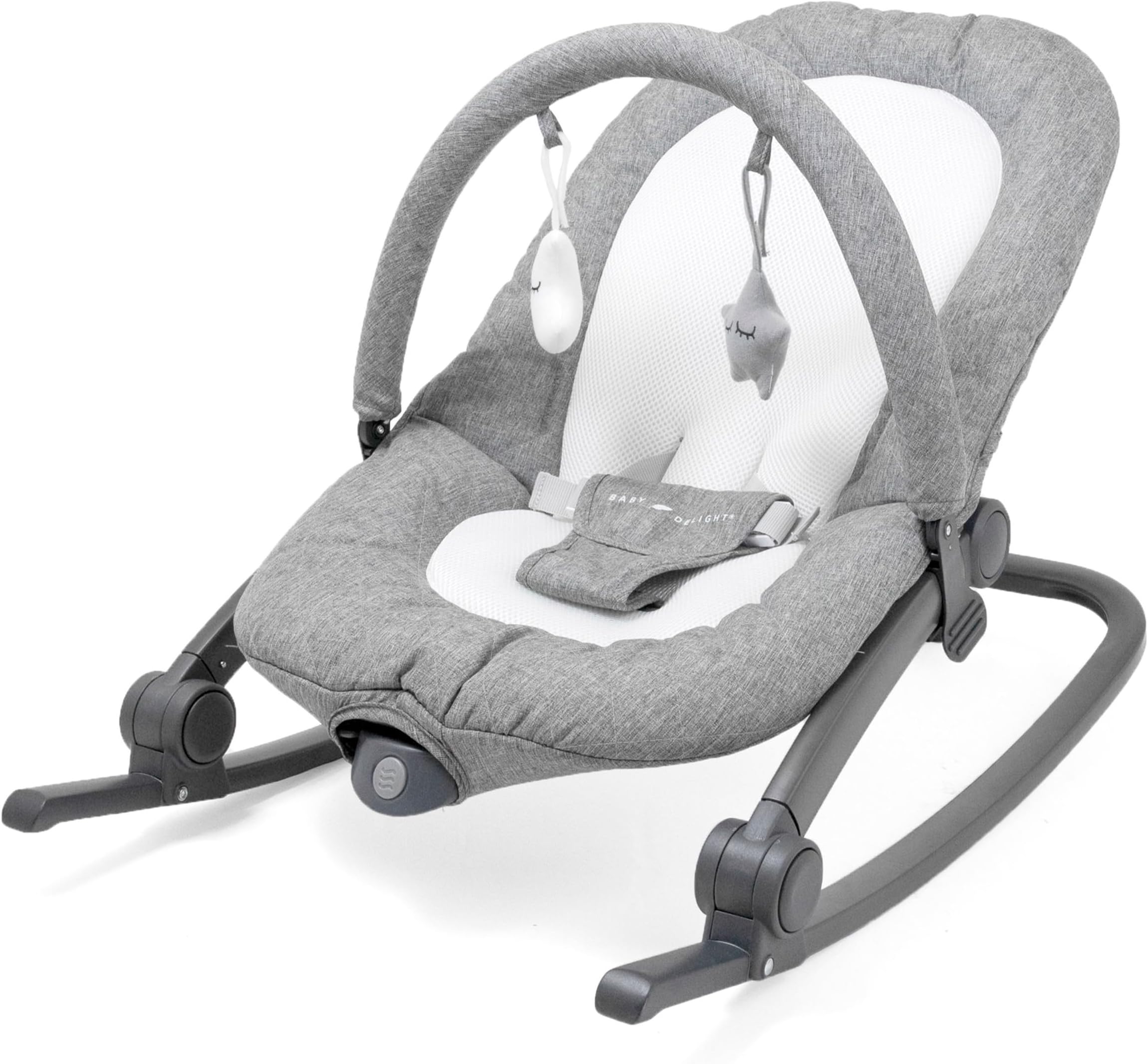 Baby Delight Aura Deluxe | Portable Baby Bouncer for Infants | Baby Rocker | Quilted Charcoal Tweed