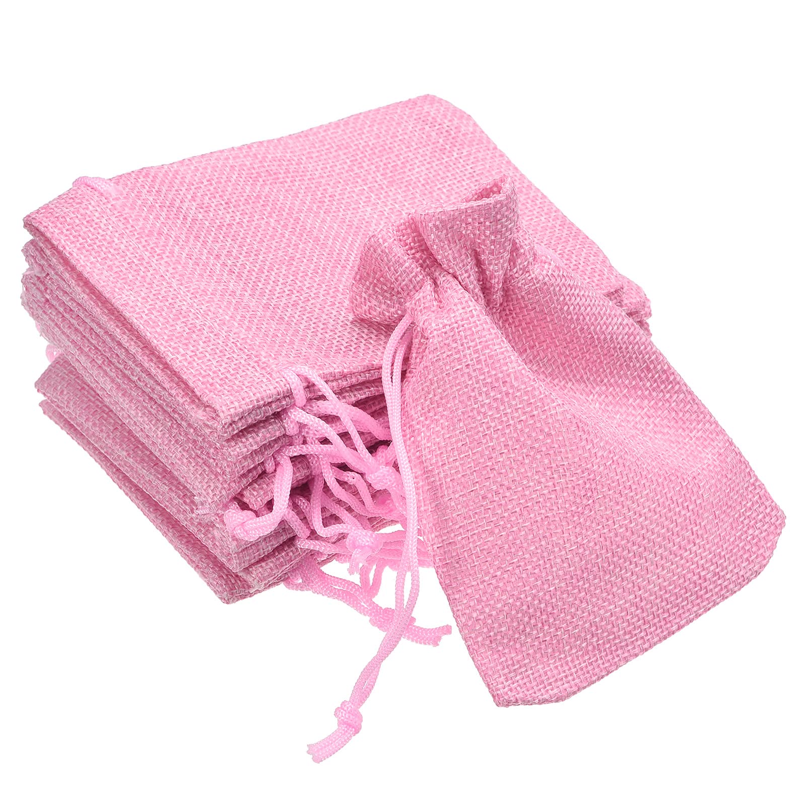 Meccanixity Linen Burlap Drawstring Bags - 5x7 Inch Burgundy Gift Bags (12 Pack)