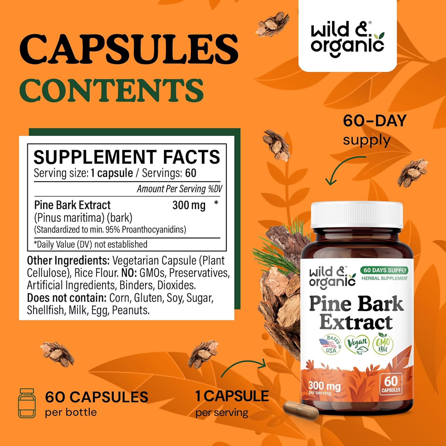 Wild & Organic Pine Bark Extract 60 Capsules & Grape Seed 60 Capsules