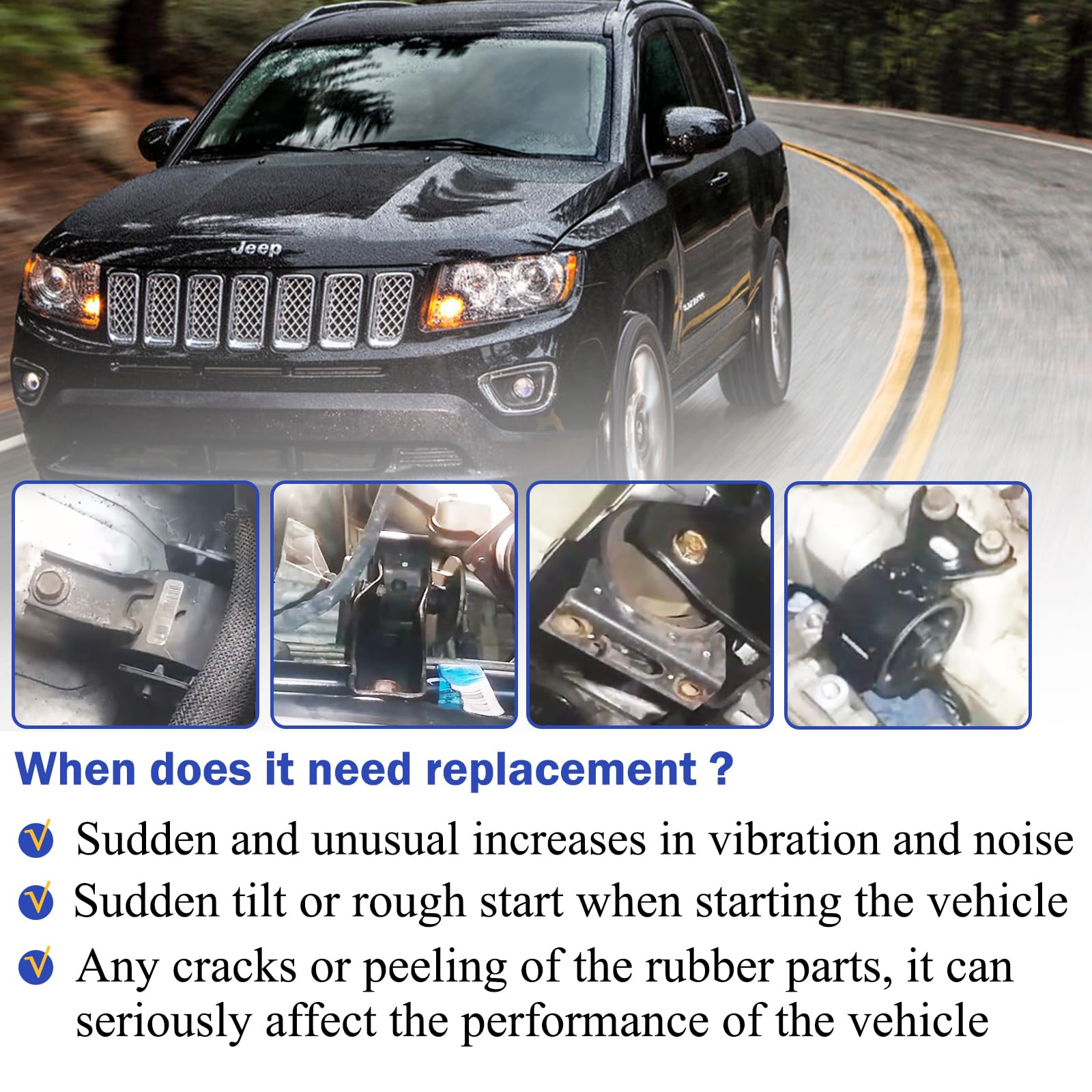 Ensemble De Support Moteur Et Transmission Gauche Compatible Avec Dodge Caliber Jeep Compass Patriot 2007-2016 2,0 L 2,4 L 4 Pièces De Rechange # A5415 A5416 A5417 A5418