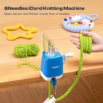 Caydo French Knitting Machine F1 Lite 6Needles, High Efficiency Manual iCord Maker Tool for DIY Projects, Portable Thicker i-Cord Knitting Craft Tool, for Crochet Beginners & Enthusiasts | Portable Manual i-Cord Maker Tool for DIY Thicker&Larger iCord Projects, Ideal Craft Tool for Crochet Beginners & Enthusiasts