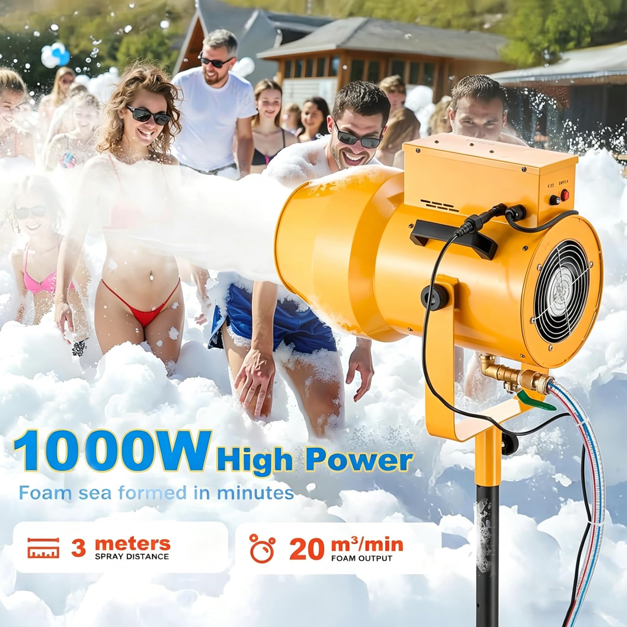 Máquina de espuma para fiestas, cañón de espuma para interiores y exteriores, máquina de espuma para piscina en el patio trasero, accesorios para parques temáticos y festivales de música