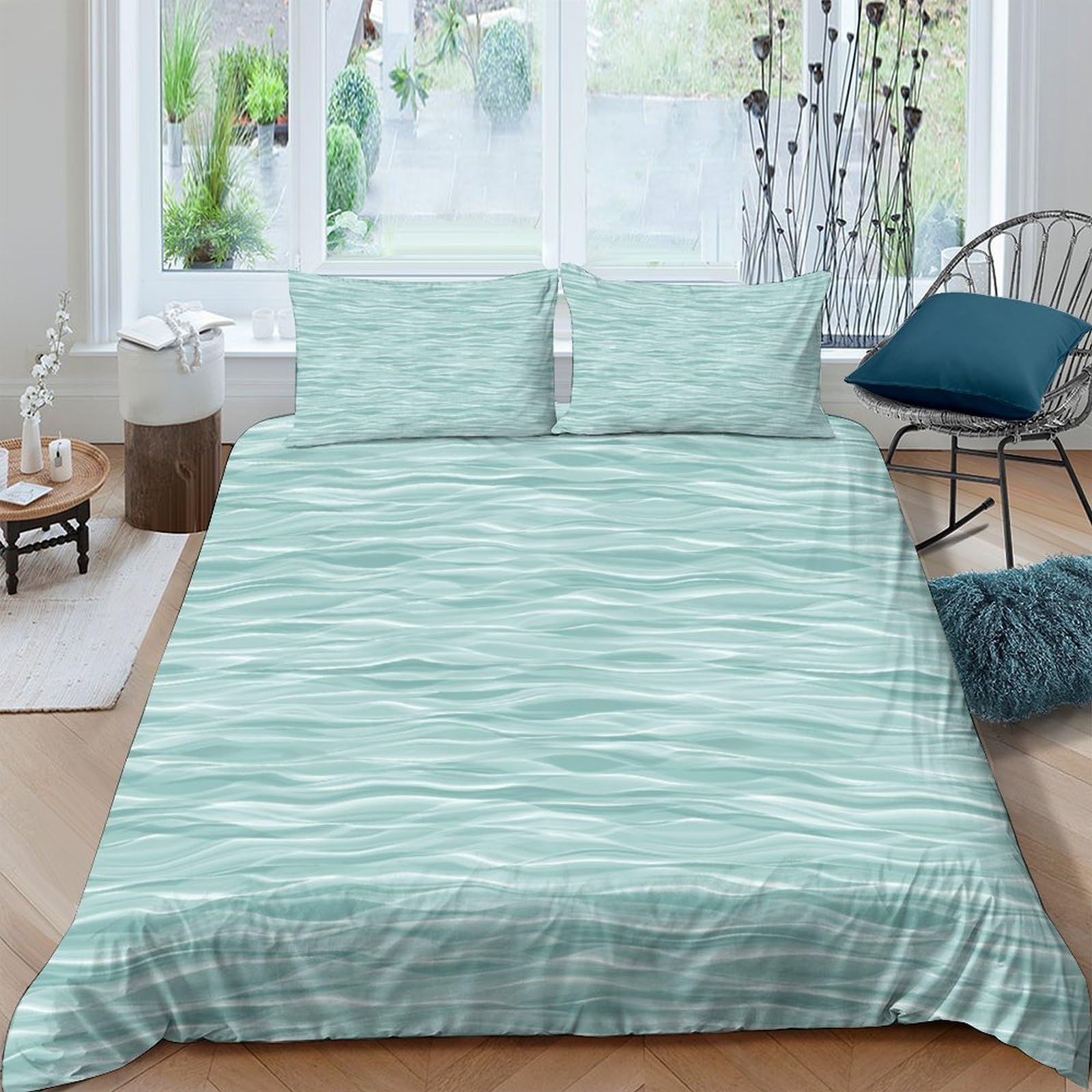 Ctjqhvkz Style-8 3D Printed Aqua Wave Fitted Sheet Microfiber Soft Mattress Cover Bedroom Decor Anti-Slip Dustproof For All Ages Single（135X200cm）