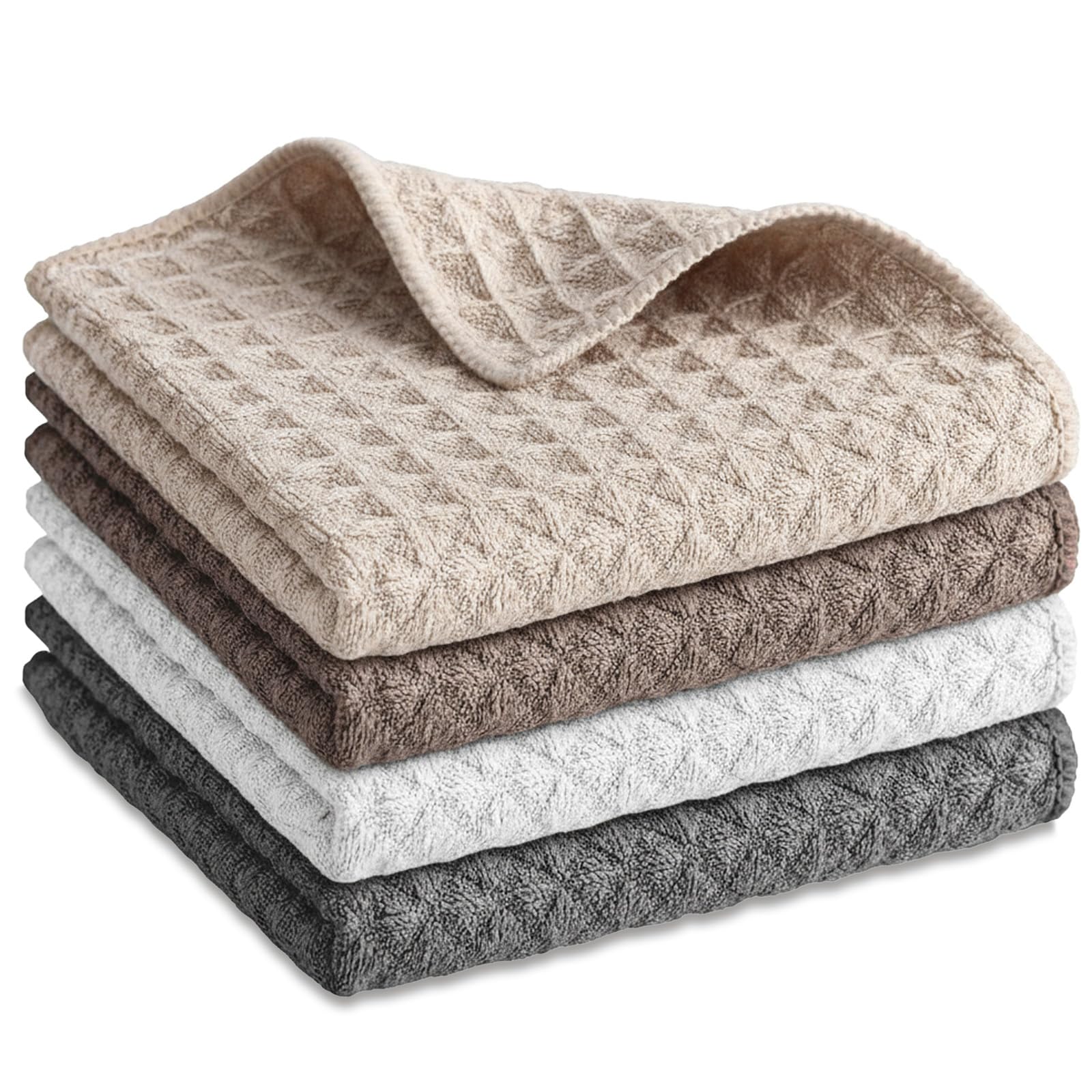 Lusofie 4 Pcs Barista Towels Waffle Pattern Barista Microfiber Cloths Coffee Machine Accessories For Steam Wands, Countertops And Milk Frothers, Coffee Bar Essentials(12”x12”)