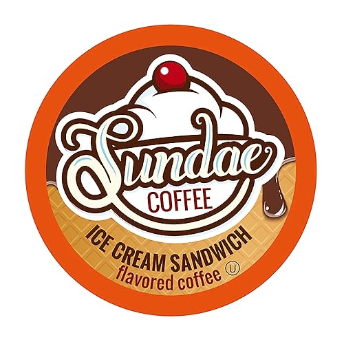 Sundae Cápsulas de café con sabor a helado, compatibles con 2.0 Keurig K-Cup Brewer, (sándwich de helado), 48 unidades