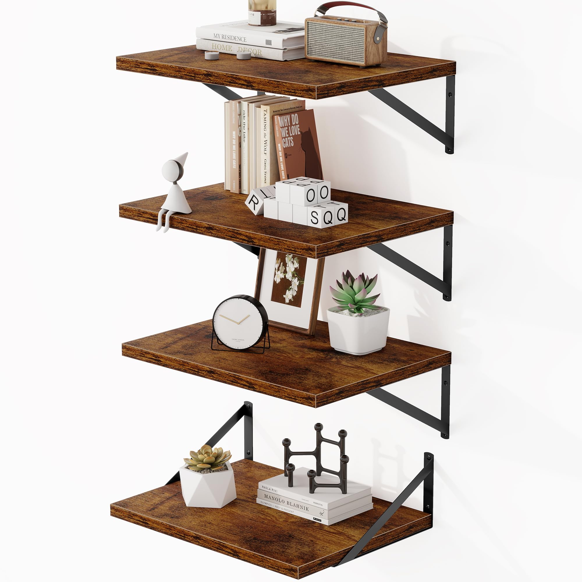 Heimlove 12 Inch Deep Floating Shelves for Wall, 16W x 12D Wide Floating Shelves Heavy Duty Wall Mounted Shelves, Wood Shelves for Living Room Bedroom