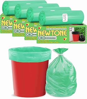 Newtone प्रीमियम OXO - बायोडिग्रेडेबल कचरा बैग (छोटा) साइज़ 43 cm x 51 cm 4 रोल (120 बैग) (हरा रंग)