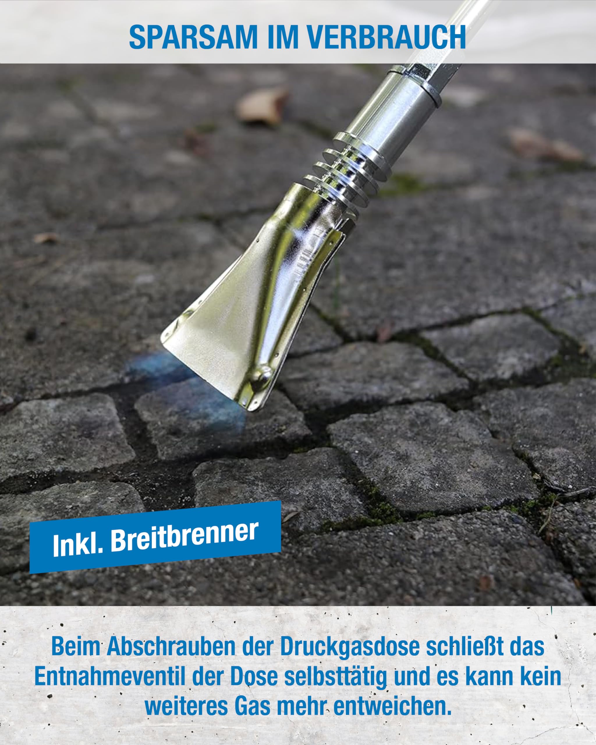 CFH Bio-Gärtner CW 3300 Abflammgerät inkl. Gasdose 600 ml und Breitbrenner - Unkrautverbrenner Gas Anwendung, 2,87 kW bei mehr als 1.100 °C Flammentemperatur, Auch als Grillanzünder geeignet