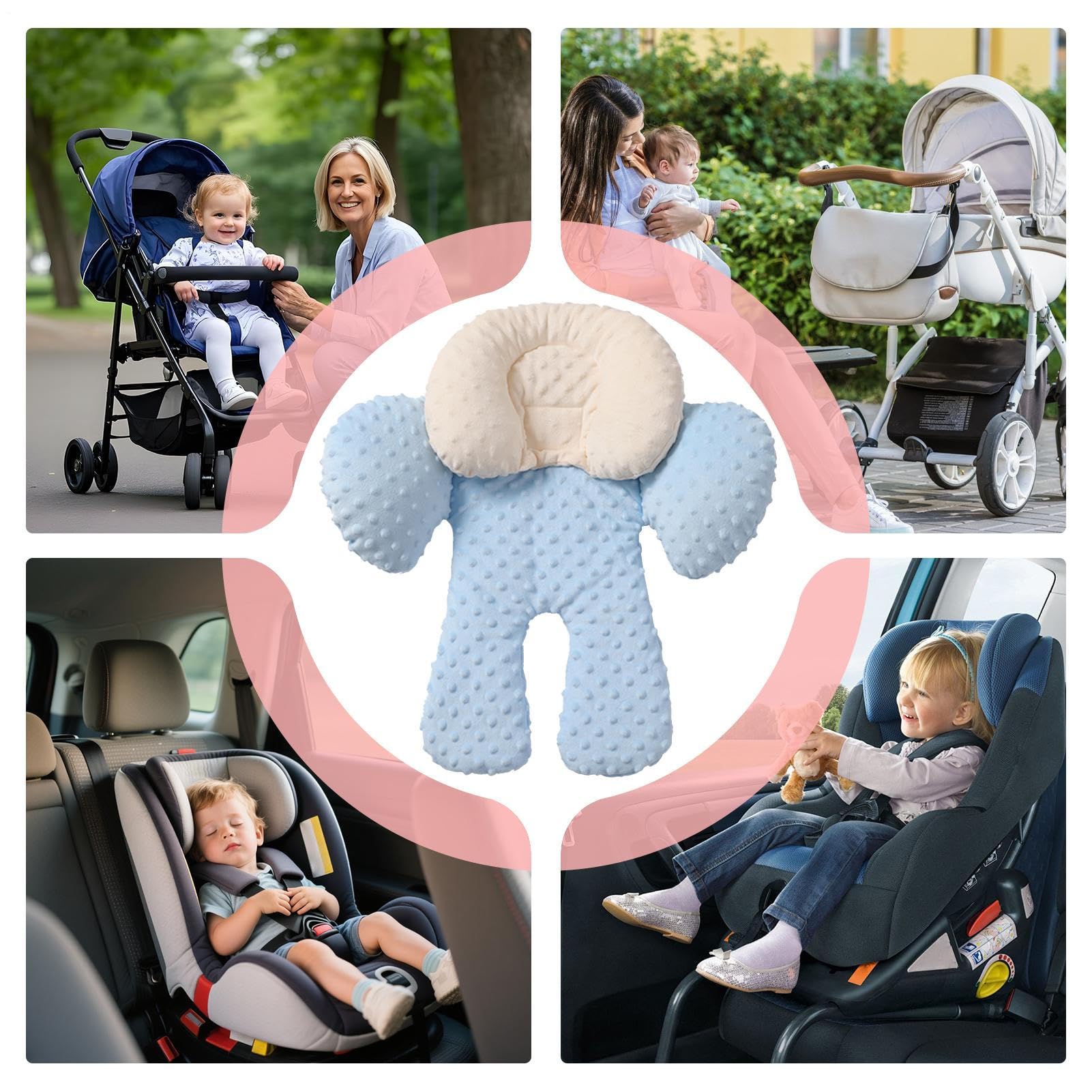 Inserto Para Asiento De Coche Para Bebé: Protección Para Dormir, Cojín Para Asiento De Coche Para Niños Pequeños Con Soporte Suave Para La Cabeza Y El Cuello, Acolchado Transpirable Para Cochecito