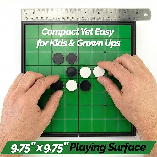 Miniatura 7 de Sterling Games Othello Reversi Juego de mesa de estrategia de 9.75 pulgadas con tablero magnético plegable y piezas para el hogar y viajes