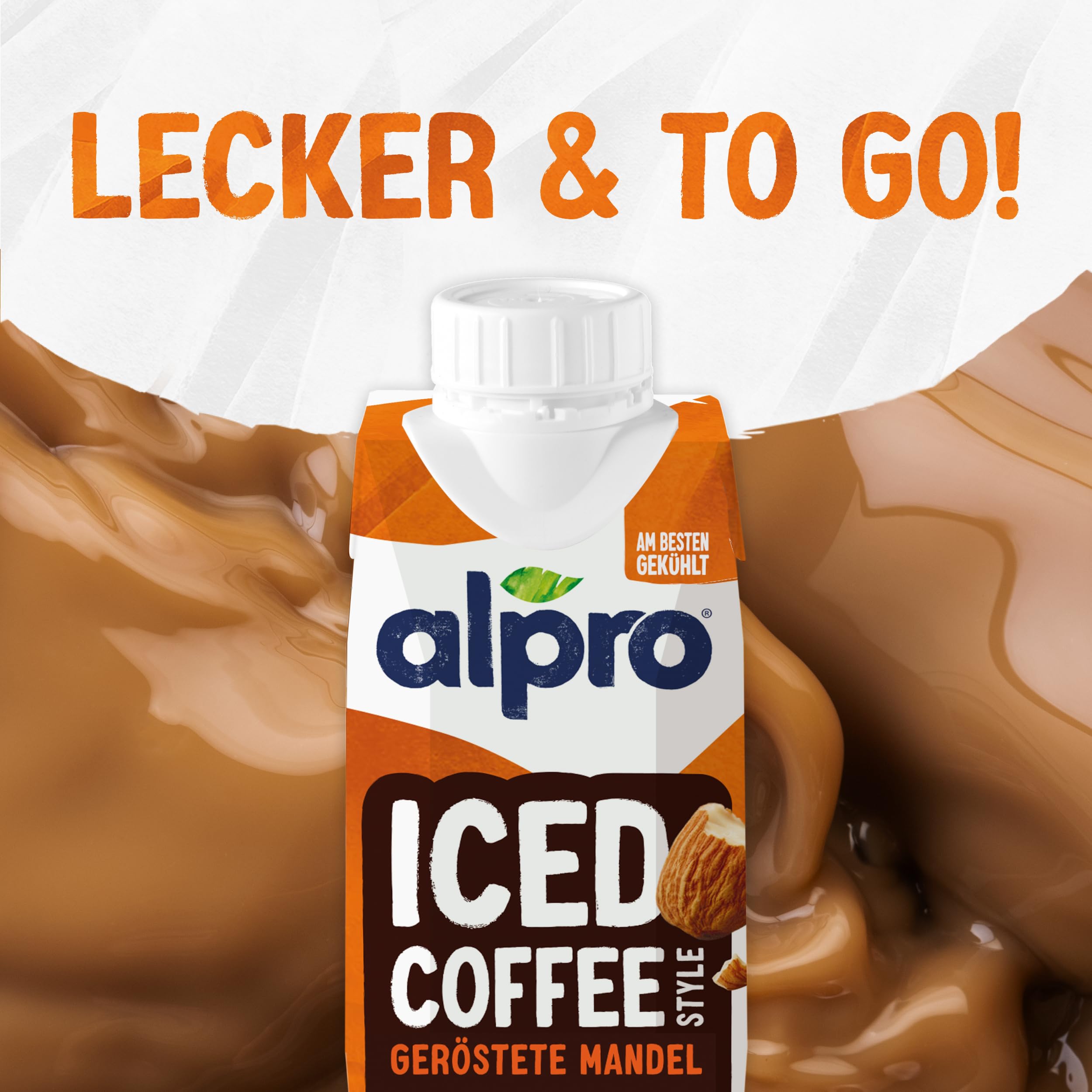 Alpro Iced Coffee Geröstete Mandel – Kaffee mit Mandeldrink – Von Natur aus laktose- und glutenfrei – Vegan und ideal für unterwegs – 15 x 250 ml
