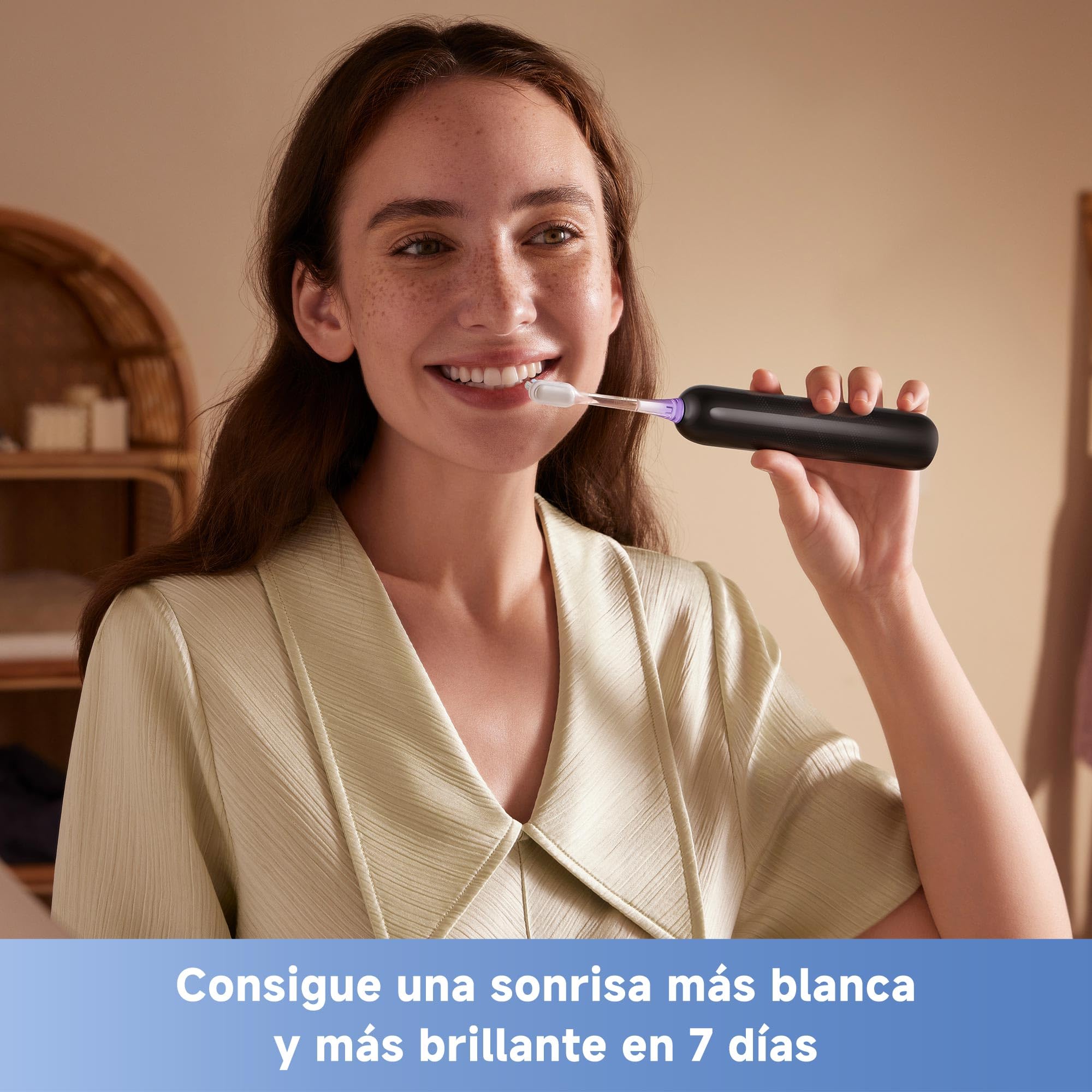 Mova Fresh SweepDrive Cepillo de Dientes Eléctrico, Cepillo Eléctrico Recargable Para Adultos, Carga Tipo C, Cabezal de Cepillado 3-en-1 con Soporte, 30 Días de Duración de La Batería, Negro