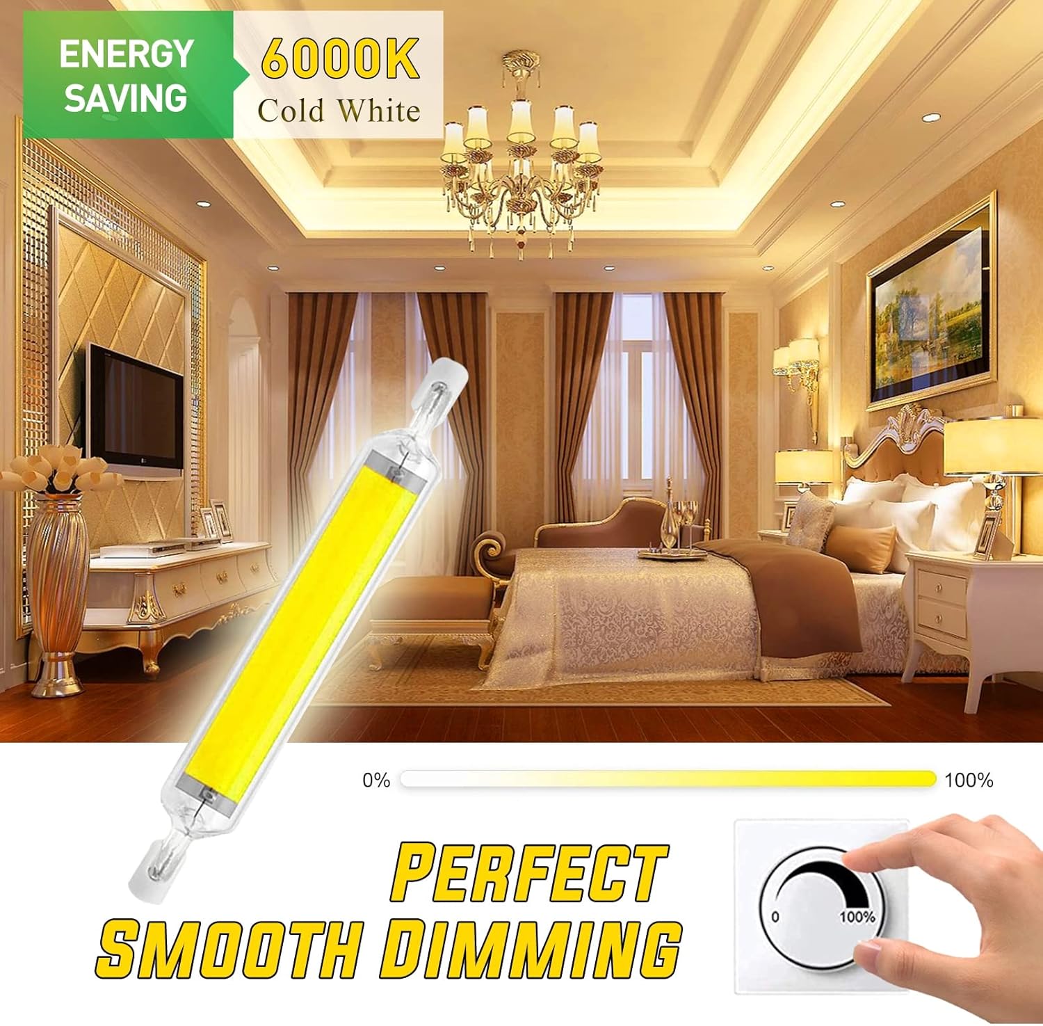 78mm 10W R7S LED Bulbs Equal 100W Halogen Bulbs Replacement Floodlight T3 Double Ended R7S Base Super Bright no Flicker 360° Beam Angle for Work Security Lamps,Cold White 6000k,12Pack