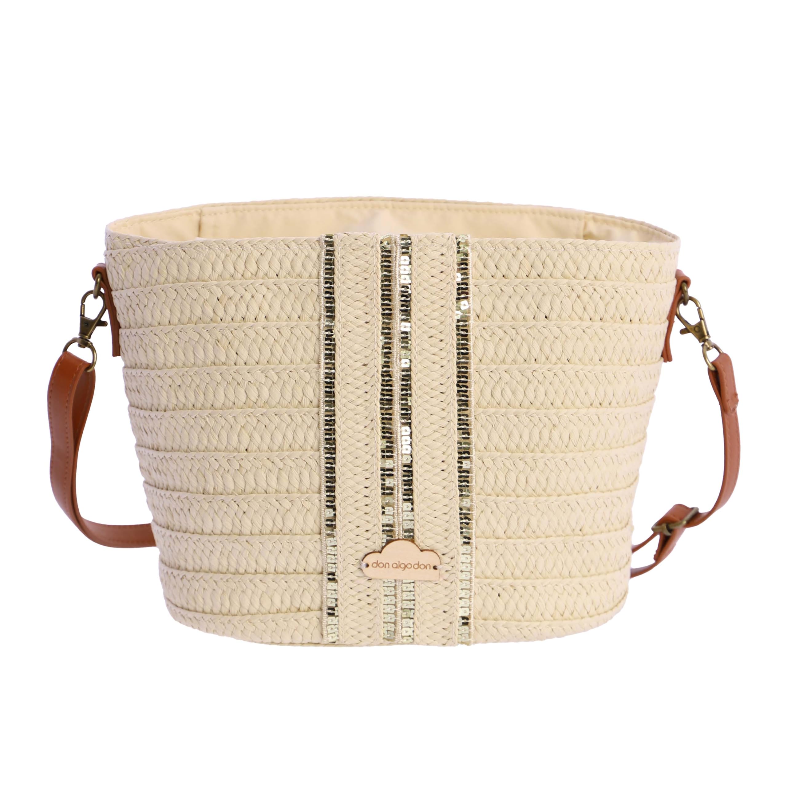 DON ALGODON Bolso bandolera mujer - Bolso playa mujer - Bolso mujer verano - Bolso rafia mujer - Bolsa playa para mujer - Bolso mimbre mujer hecho a mano ideal para la playa, Viana