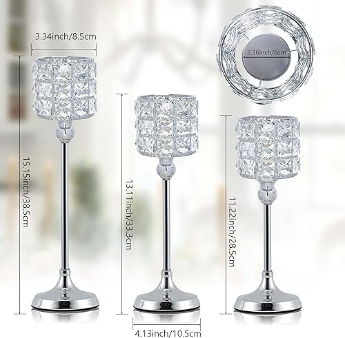 Miniatura 3 de Juego de 3 candelabros para decoración de bodas, centros de mesa de cristal para mesa, portavelas para Halloween, Navidad, fiesta, decoración de