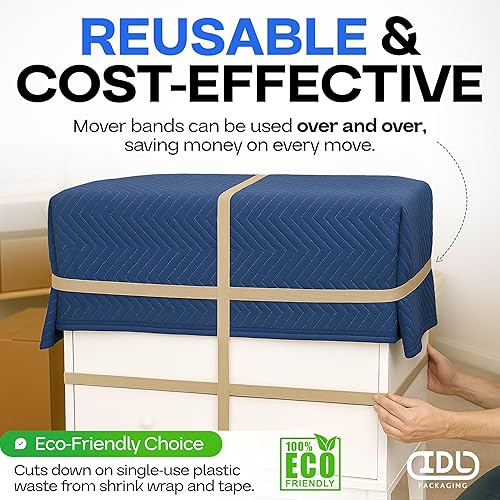 Vista 7 de IDL Packaging Bandas de goma fuertes, elásticas y flexibles de 56 pulgadas, paquete de 4, beige, elasticidad 2X, 80% goma natural, bandas