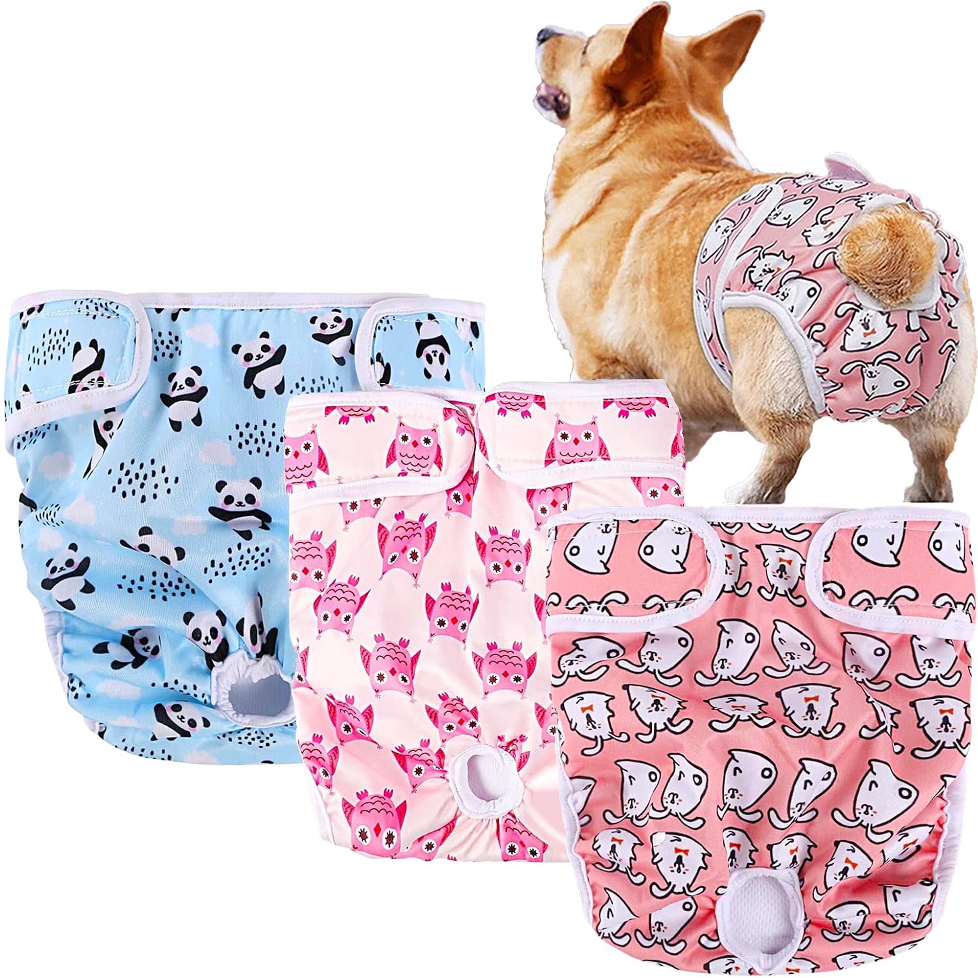XFLYP 3 Packs Pañales Lavables para Perros, Pañales Reutilizables Altamente Absorbentes para Mascotas, Bragas Higiénica para Perras en Celo, Incontinencia Canina y Viajes De Larga Distancia (XL)