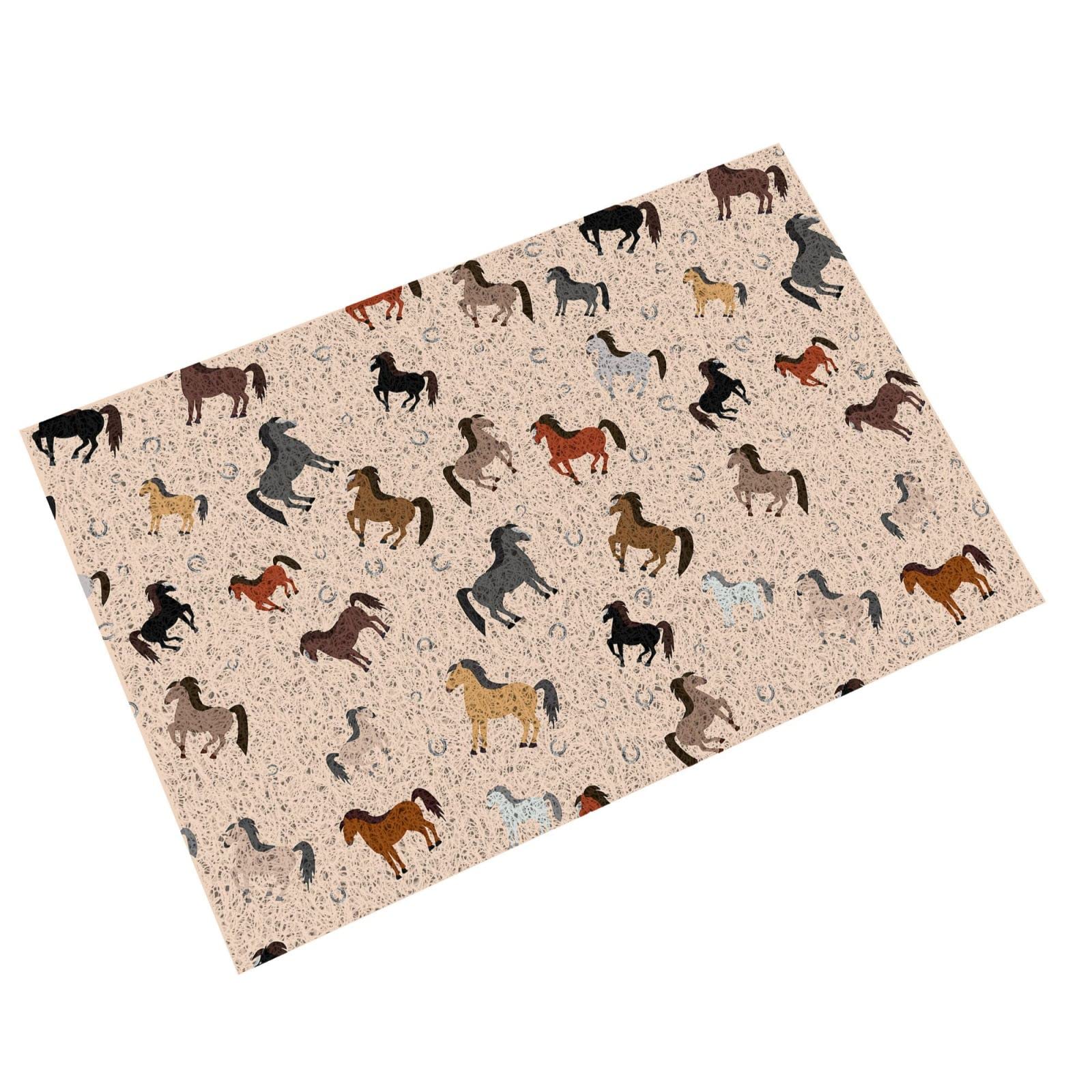 BAtlam Felpudo de Caballo de Colores, tapete de Entrada Absorbente, tapete de baño Antideslizante de PVC, tapete de Entrada fácil de Limpiar para baño y hogar