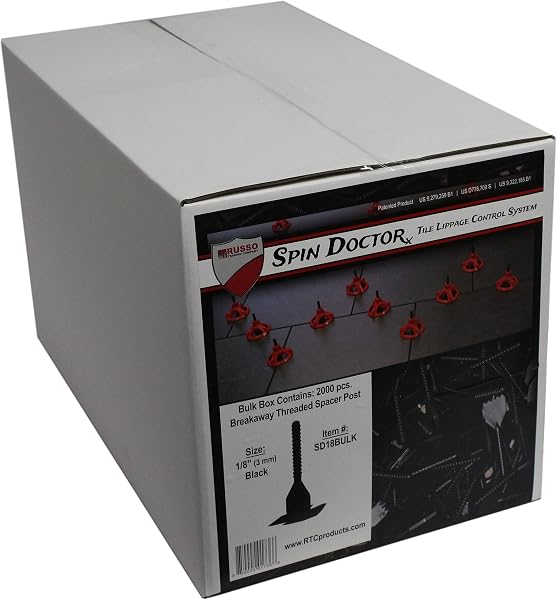 RTC Spin Doctor 2000 Piece 3 Millimeter 1/8 Inch Floor Install Tile Spacing System Breakaway Threaded Spacer Post Box, P