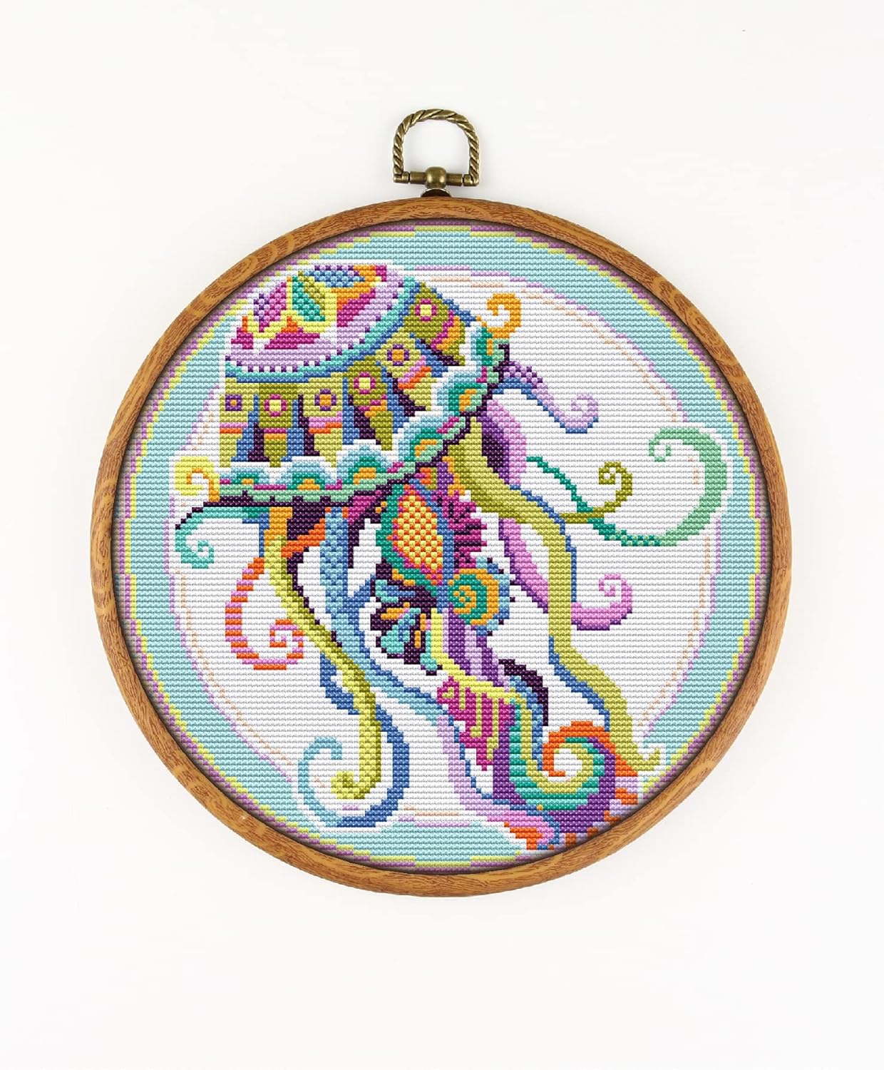 Mandala Jellyfish CS239-1 - Counted Cross Stitch KIT#2. Set of Threads, Needles, AIDA Fabric, Needle Threader, Embroidery Clippers and Printed Color Pattern Inside.